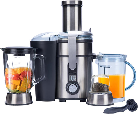 Juicer Machine, Blender & Grinder Combo 3 in 1 for Smoothies, Juice, Processing, Grinding & More 1300W Centrifugal Juice Extractor for Fruit Vegetable with 5 Speeds LCD Screen, Easy to Clean