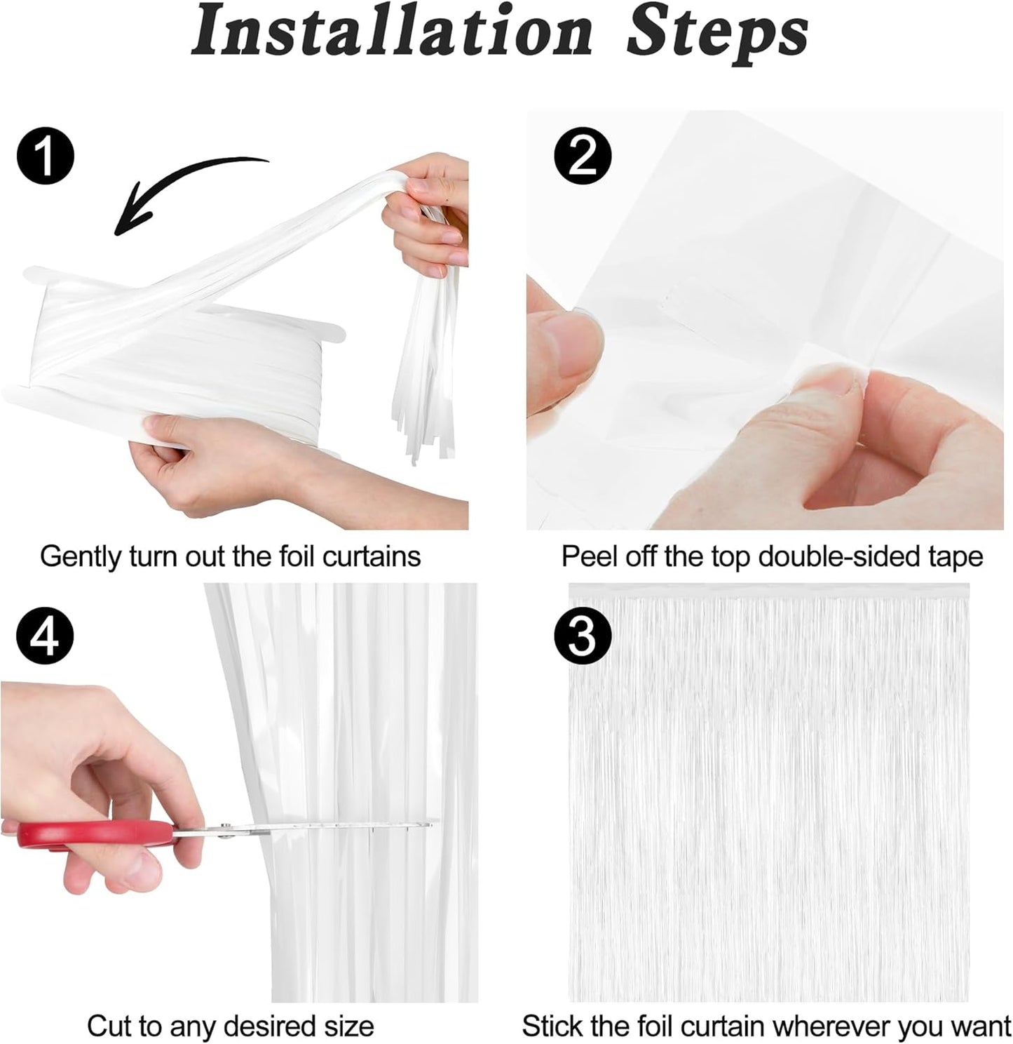 2 Pack Tinsel Backdrop, 3.28 x 7.05 Feet White Party Decorations, Metallic Foil Fringe Curtains Streamer Backdrop, Party Supplies Photo Props for Birthday Anniversaries Wedding