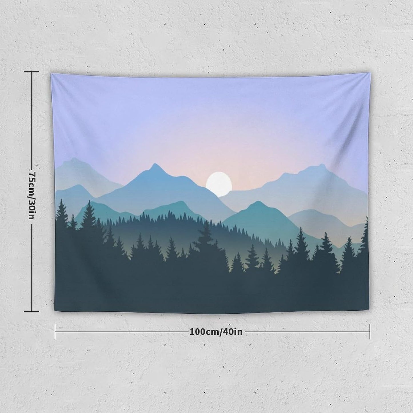 HZOHNAGO Mountain Tapestry Forest Mountain Sunrise Pattern Printed Wall Tapestry Wall Hanging for Bedroom Living Room Dorm 40" W x 30" H