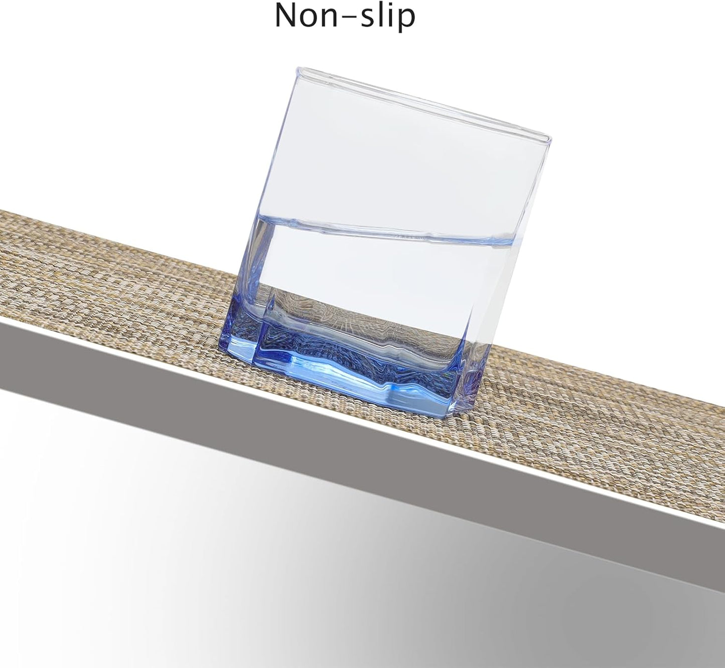 Myir JUN Placemats Set of 6, Vinyl Woven Placemats Place Mats Indoor Washable Table Mats Non-Slip Place mats for Dining Table (Caramel, Set of 6)