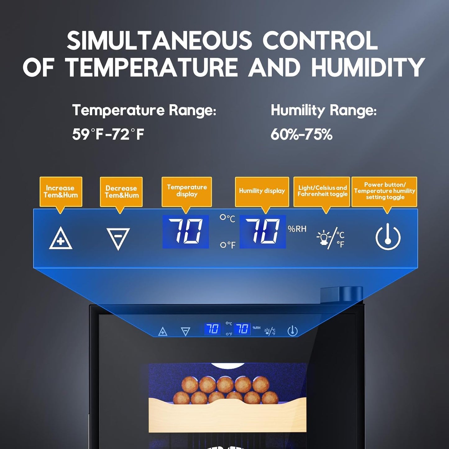 Electric Cigar Humidor Cabinet 25L, Tylza Electric Humidors for Cigars with Temp & Humidity Control, Digital Hygrometer, Lock, Refrigerator, Cigar Humidors with Cedar Wood Drawer Shelves, 170 Cigars