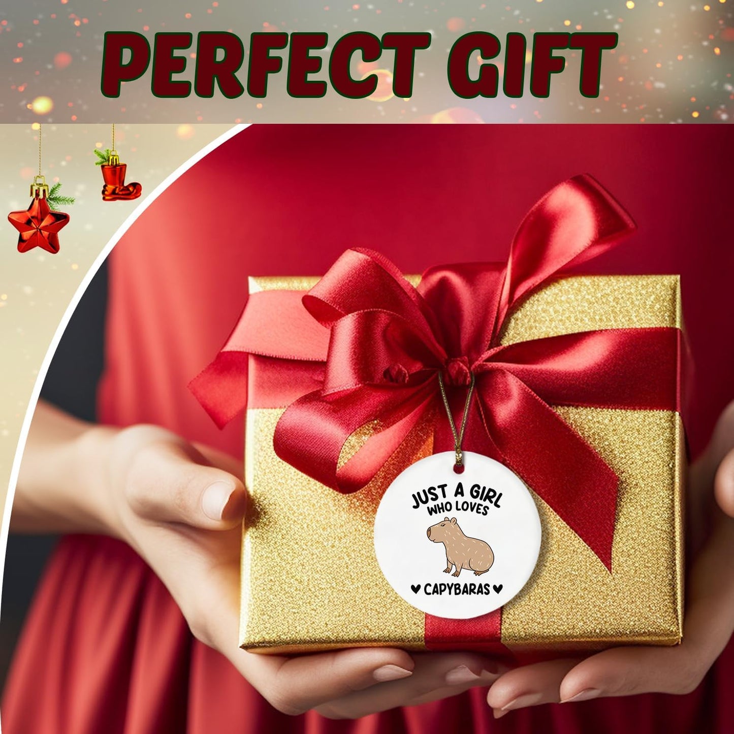 Capybara Ornament, Capybara Ornament, Capybara Gifts, Capybara Tree Decorations, Just a Girl Who Loves Capybaras Ceramic Ornaments, Capybara Decorative Hanging Ornament