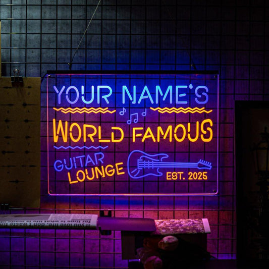 Personalized Guitar Bar Signs with Your Name for home wall light up with personalized pub name, man cave accessories, beer themed neon customizable lighted sign
