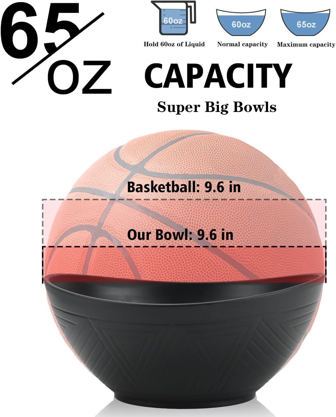 65oz Big Wheat Straw Bowls - Large Salad Bowls set of 6 - Unbreakable Serving Bowls - Microwave & Dishwasher Safe - Oval Bowls for Cereal,Salad,Fruit - Classic Series