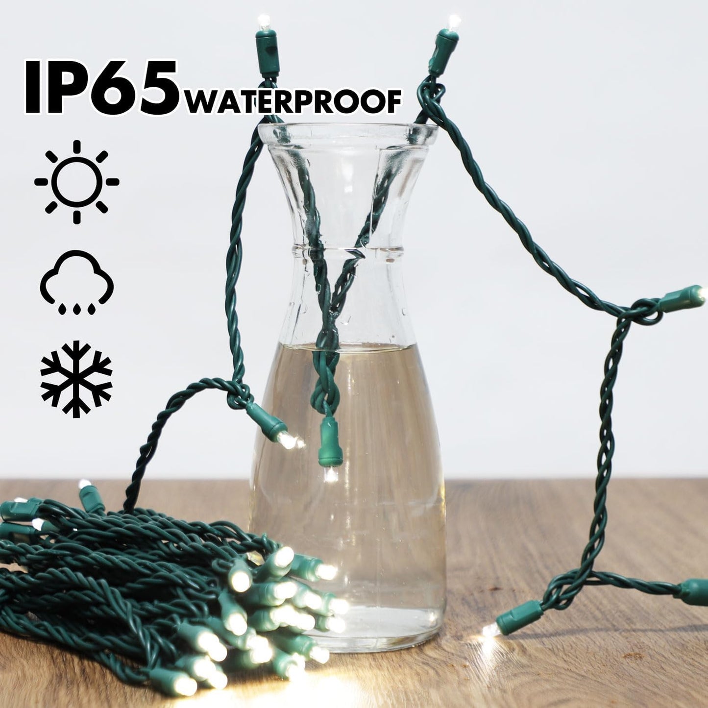 600LED (12pk of 50L) String Lights, LED Christmas Lights, 6" SPACING,Green Wire, White