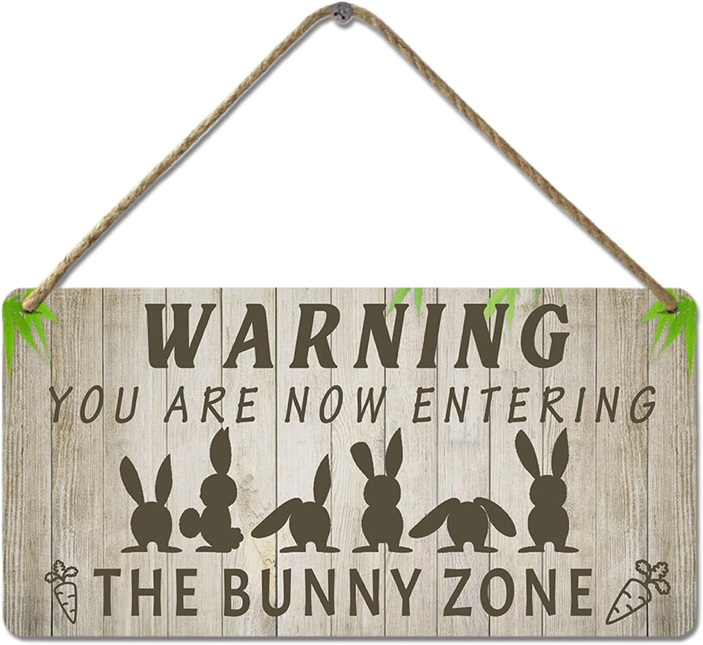 Easter Rabbit Sign Funny Bunny Wall Art Decor Rustic Bunny Wood Signs for Home Decorations Rabbit Lover Gifts for Women The Bunny Zone Sign 12x6 Inch