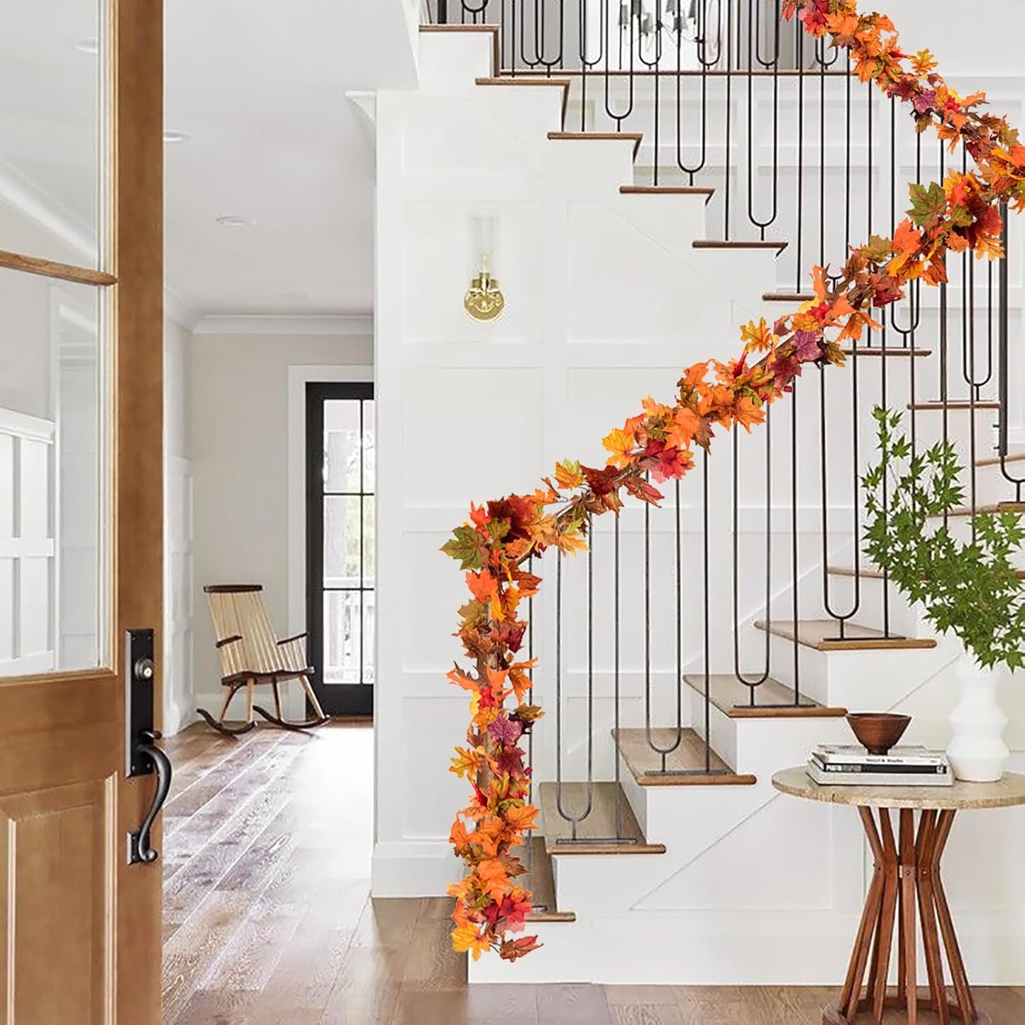 Lvydec 6 Pack Fall Maple Garland - 5.9ft/Strand Artificial Fall Foliage Garland Realistic Maple Leaves Autumn Decor for Home Wedding Halloween Thanksgiving Party