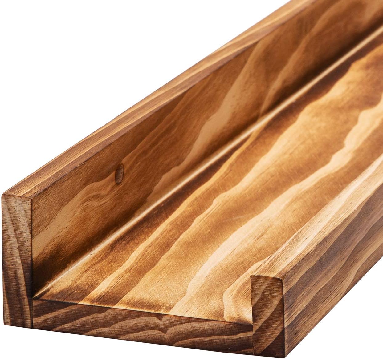 AZSKY 24" Floating Wall Ledge Shelf Wood Picutre Shelf Wall Mounted Nursery Kids Bookshelf Spice Rack Bathroom Storage Shelves Display Organizer Set of 2