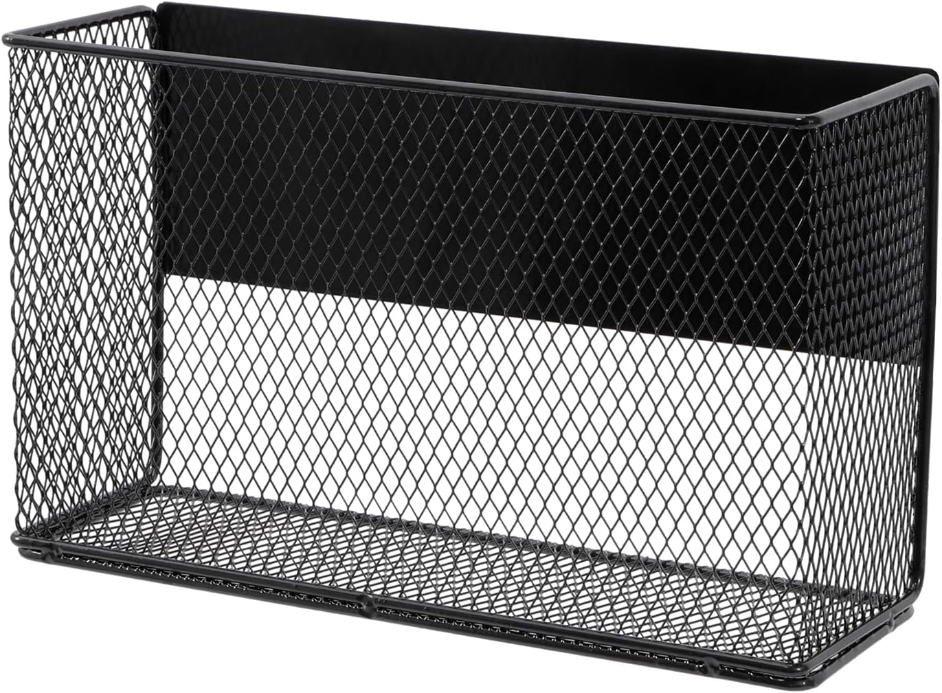 Black Magnetic Basket - Refrigerator Spice Rack & File Holder Locker Organizer - Wire Mesh Magnetic Shelf for Kitchen Storage