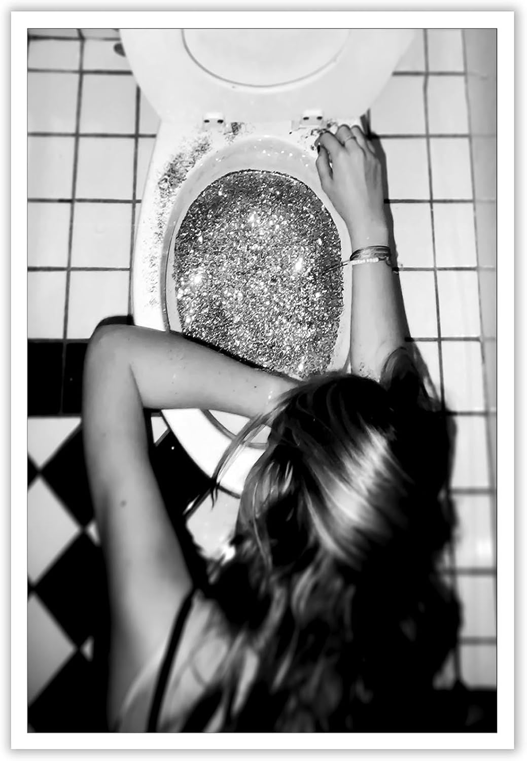 Liyark Funny Bathroom Wall Art Black and White posters Bar Disco Party prints painting Girls Bathroom Canvas wall art Funky aesthetics Teen Girl Bedroom wall decor for 24x36in Unframed