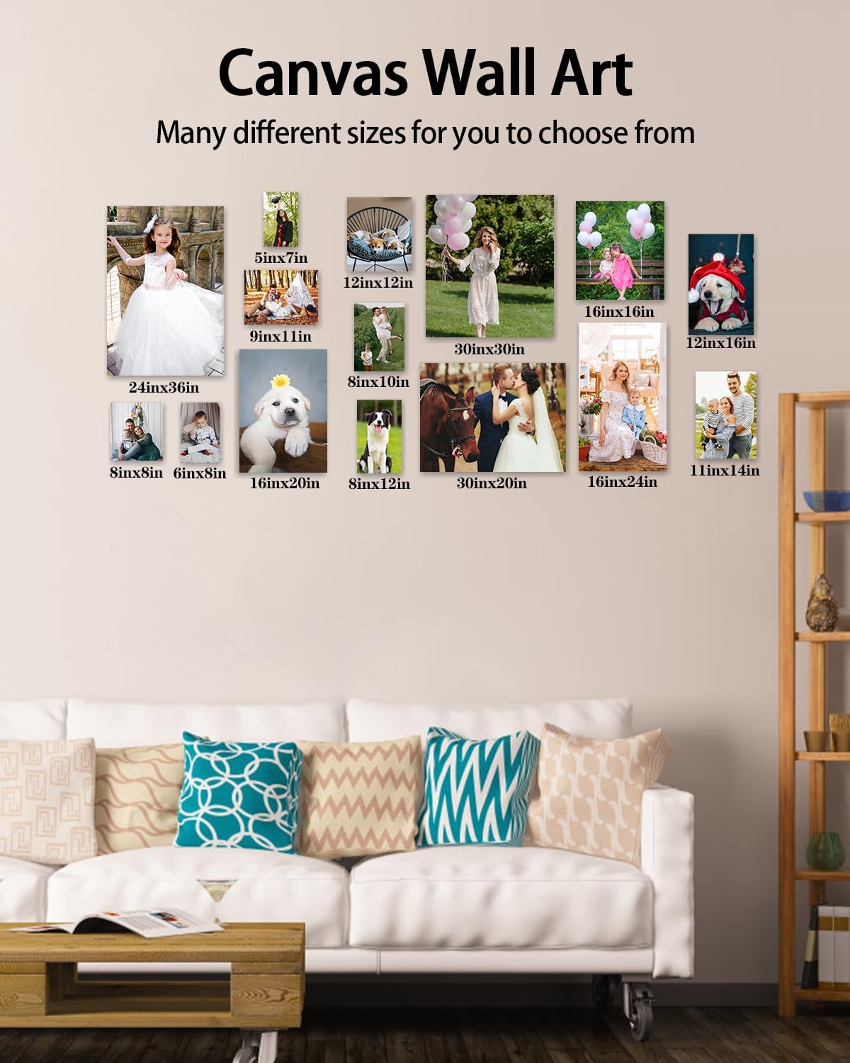 AbcCustomize Canvas Prints with Your Photos, Personalized Photo To Canvas Print for Bedroom, Living Room, Farmhouse Office Decor,Custom Canvas Wall Art for Gifts & Keepsakes, Ready to Hang