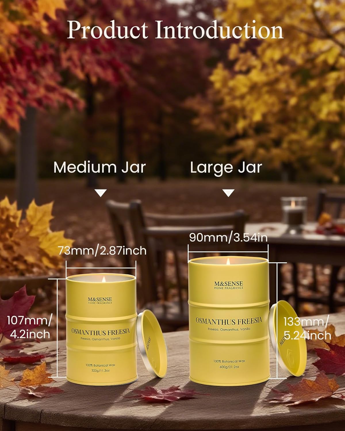 M&SENSE Osmanthus Freesia Scented Candles Large, Natural Soy Candles 21.2oz 120 Hour Slow Burning,Aromatherapy Candle for Stress Relief Meditation Relaxing