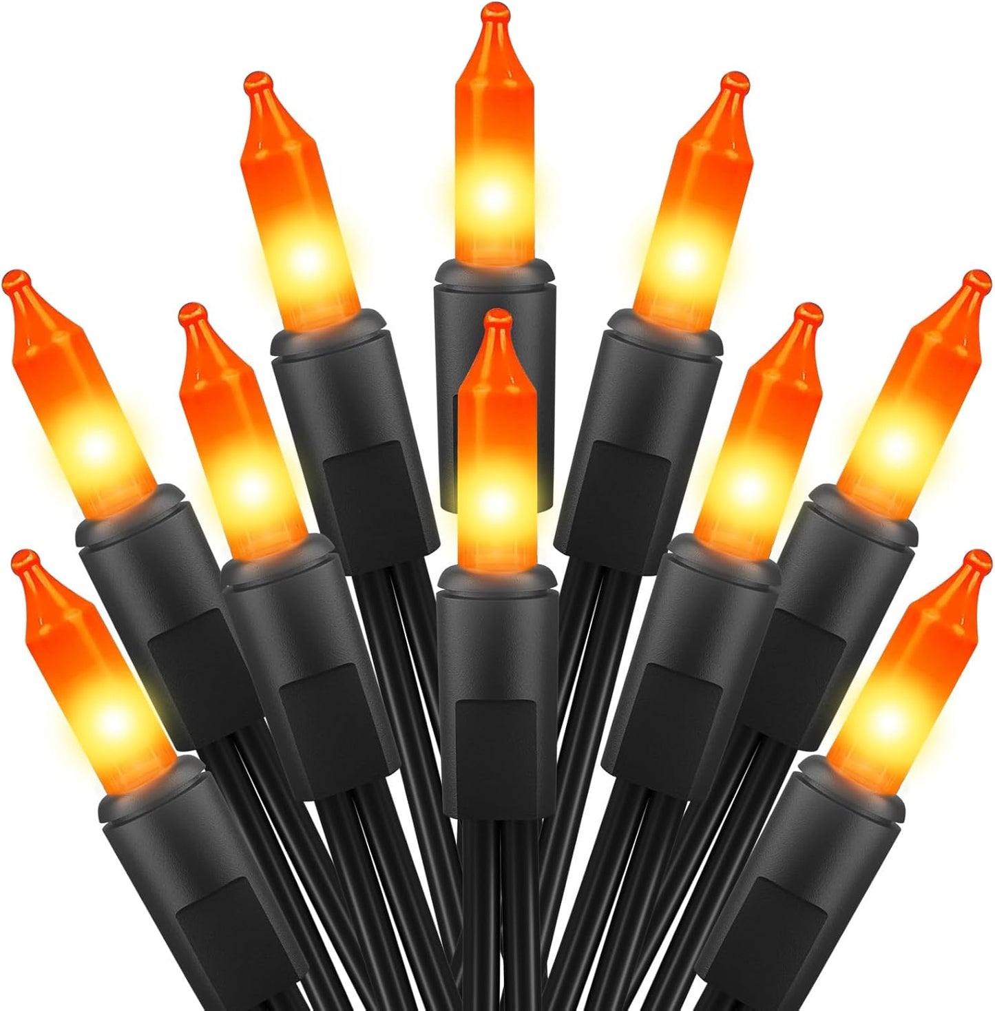 Orange Halloween Mini Lights, 50 Count 13 Feet Incandescent Bulb Mini String Lights, Connectable Halloween Lights for Haunted House Ghost Party Holiday Window Indoor Outdoor Decoration, Orange