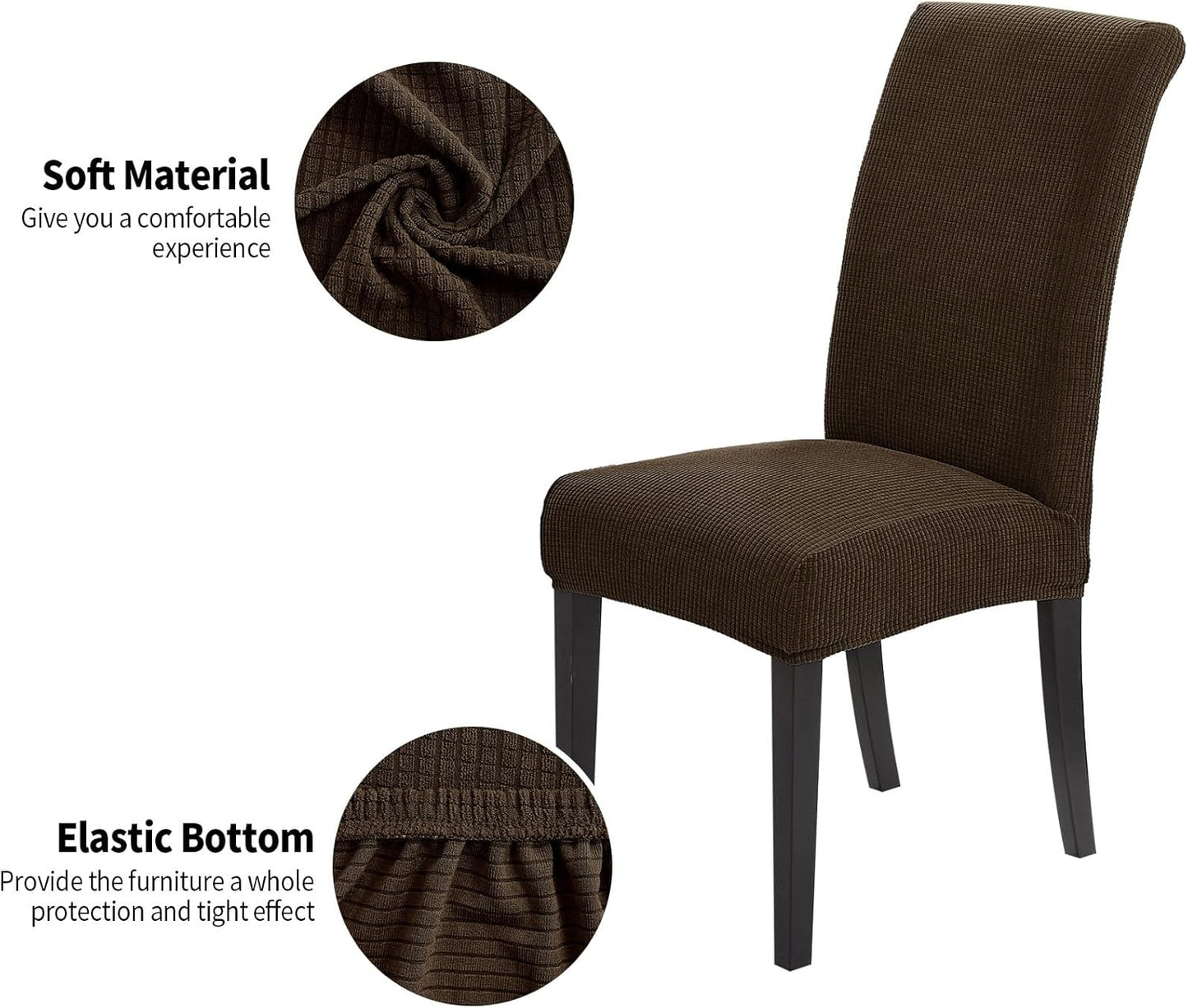 Joccun Chair Covers for Dining Room Set of 2,Dining Chair Slipcovers Stretch Dining Room Chair Covers Seat Protector,Washable Parsons Chair Cover for Home,Banquet(Seal Brown,2 Pack)