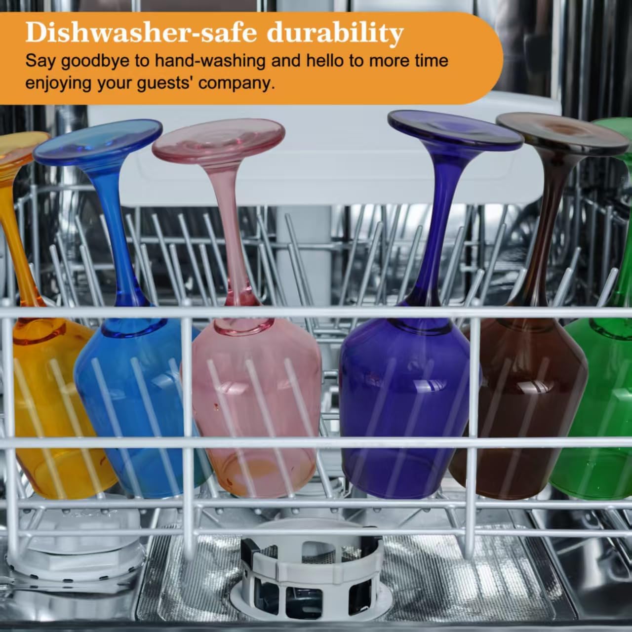 Colored Wine Glasses Set of 6-14oz Colorful Long Stem Wine Glass, Multi Color Pretty Crystal Glassware, Hand Blown Goblets Drinkware, Unique Stemware Wine Glass Holiday Gift Set