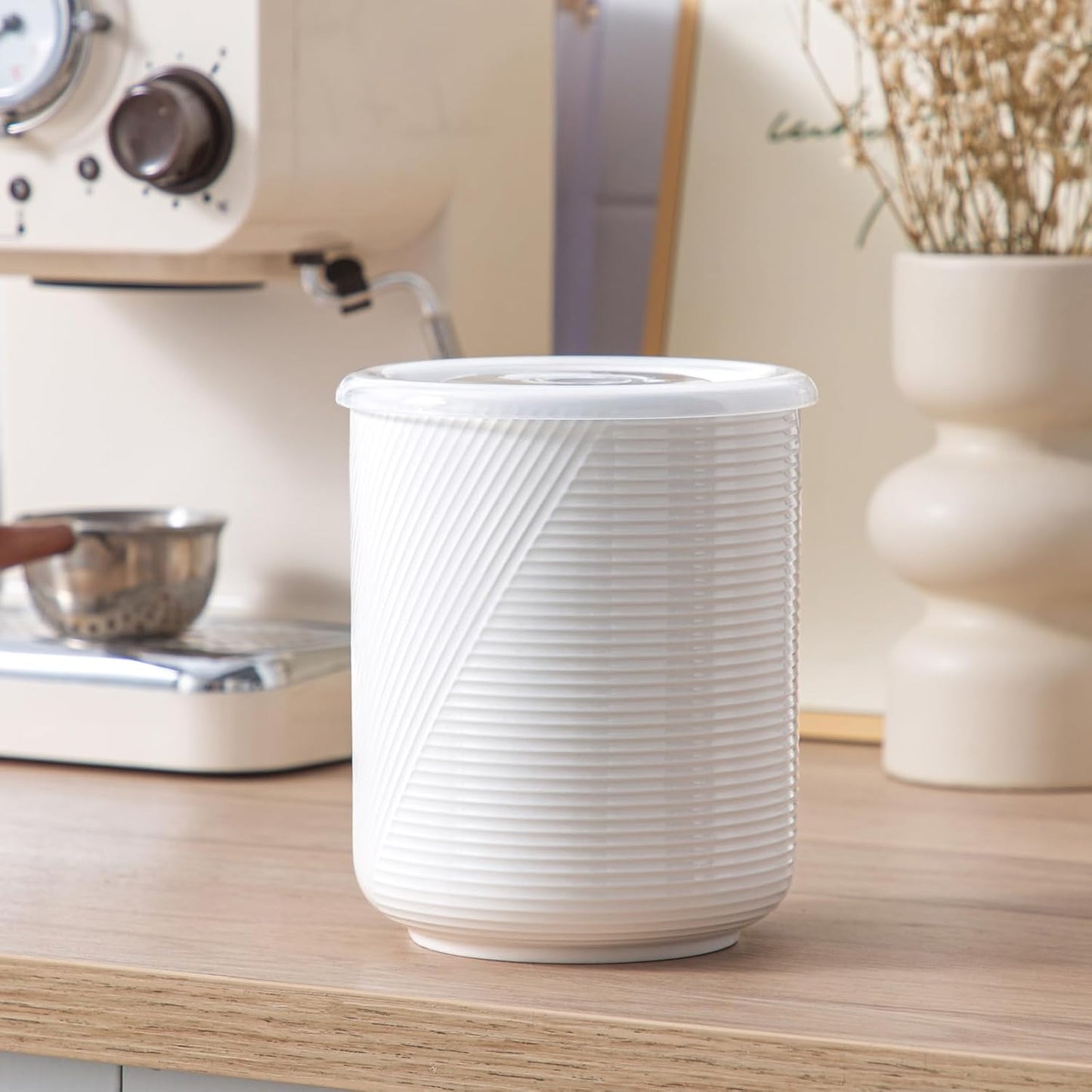 Food Storage Containers with Airtight Lids: Ceramic Canister Sets for Kitchen Countertop - Porcelain Jar for Coffee Tea Flour Sugar Rice Cookies Candy - White (42 oz)