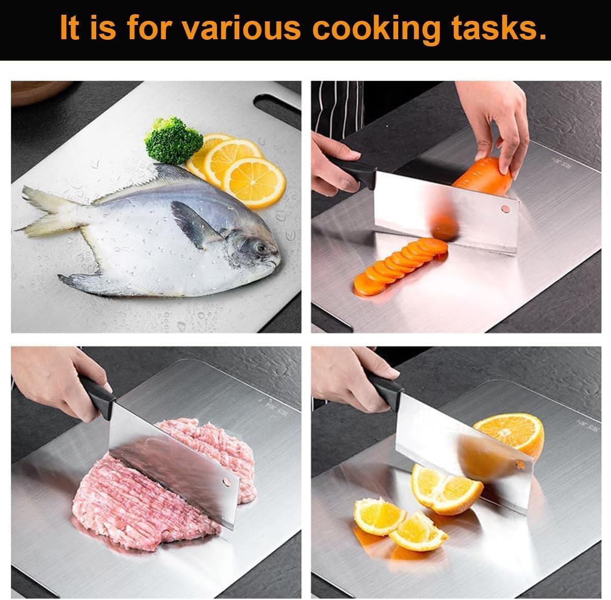 Titanium Cutting Boards for Kitchen - 100% Pure Titanium Cutting Board - Double Sided Food Grade Quality Cutting Boards - Easy to Clean and Store (18"L x 12"W)