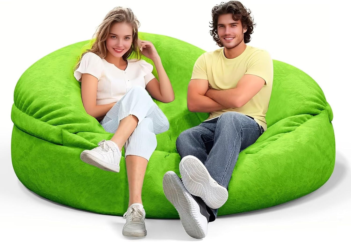 Bean Bag Chair for Adults 4FT,Soft Removable Cover for Teens/Girls Bedroom,Fluffy Giant Round Floor Beanbag Lounger Chairs (No Filler,Green)