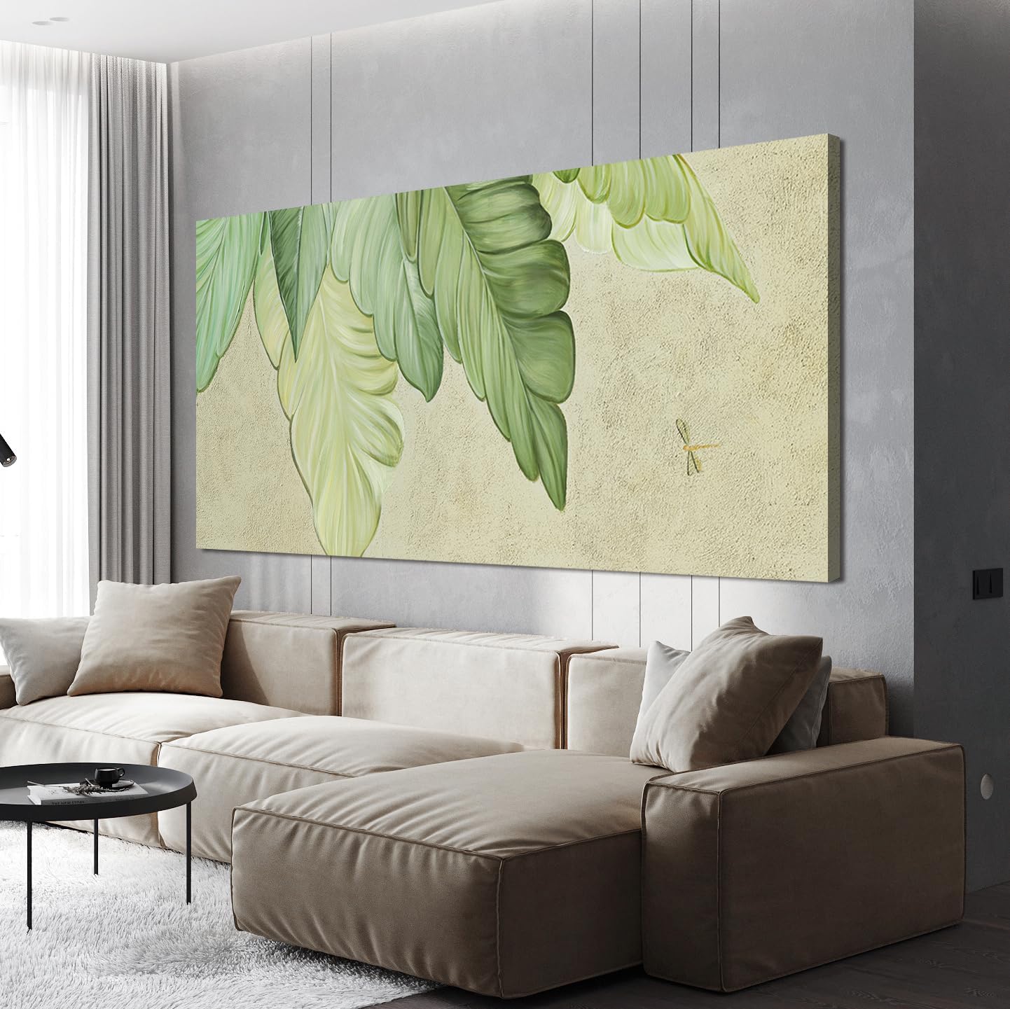 Canvas Wall Art Decor Large Modern Green Wall Art Prints Art Work for Wall Decor Wall Art Pictures for Living Room Boho Botanical Wall Art Decorations Artwork for Walls Bedroom Office Decor 24" X 48"