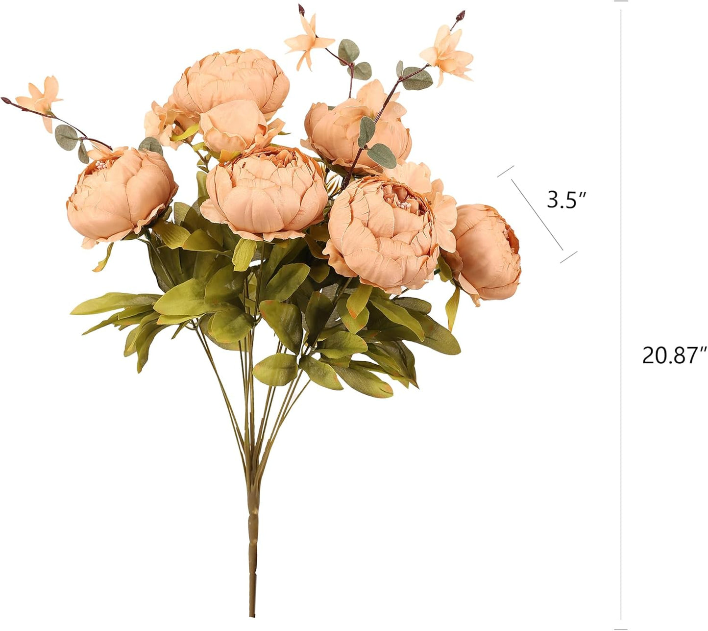 Duovlo Artificial Peony Silk Flowers Fake Flowers Vintage Wedding Home Decoration,Pack of 1 (Dark Champagne)