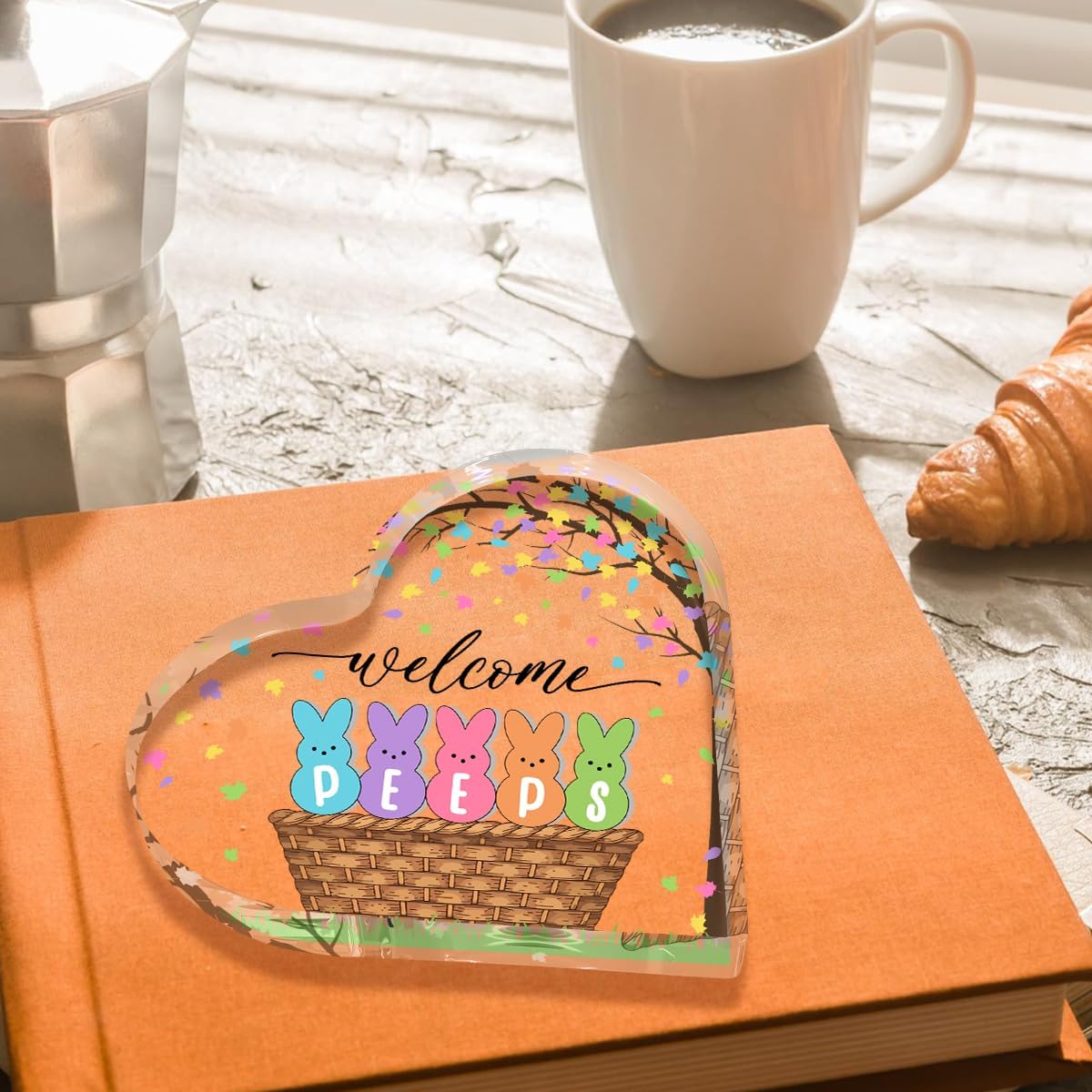 Funny Easter Bunny Decor Desk Decor Acrylic Heart Sign Easter Decorations Easter Gift Acrylic Heart Plaque Box Sign for Home Farmhouse Kitchen Bathroom Shelf Table Decoration