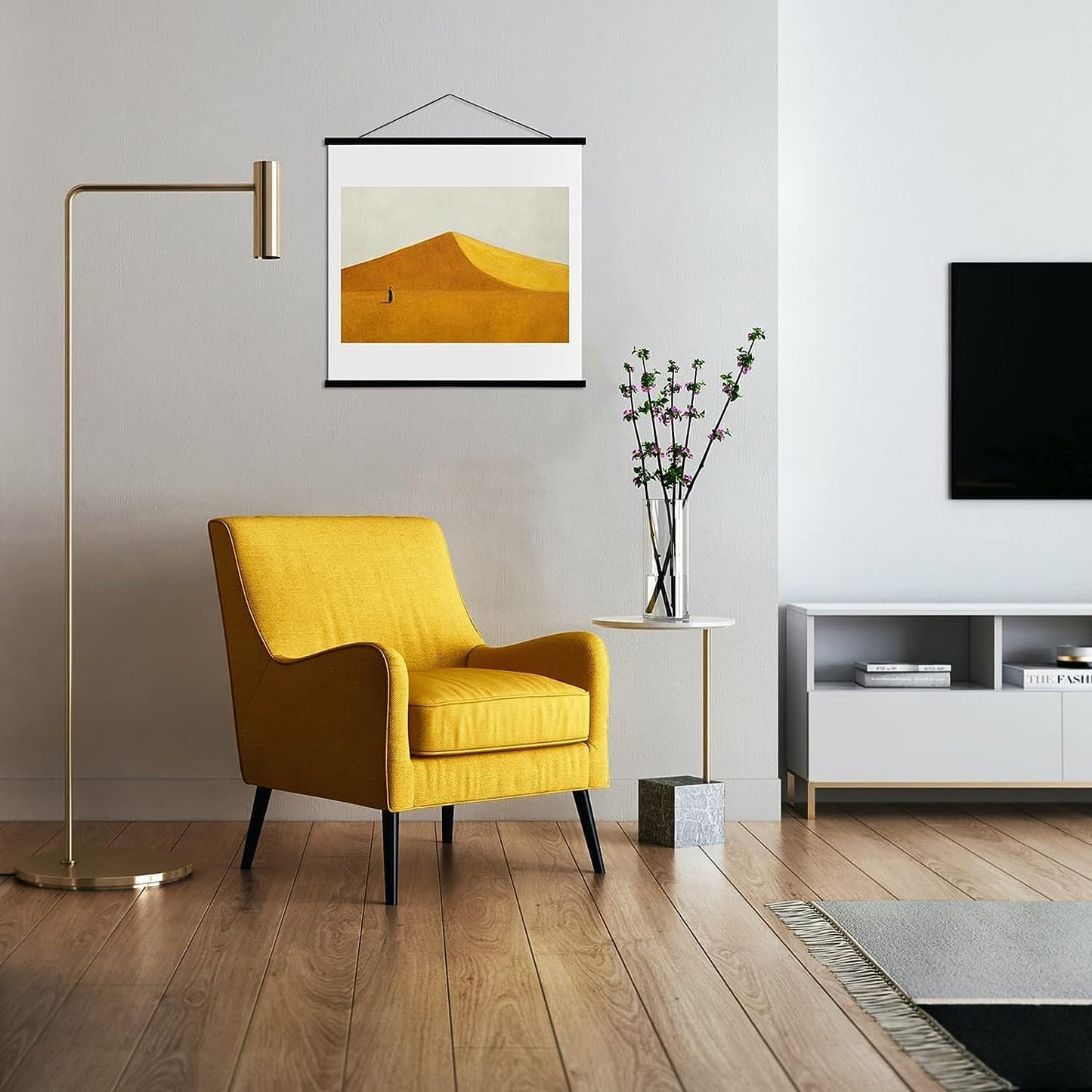 FALAMON Magnetic Poster Hanger Frame, 44x18 44x26 44x34 Teak Wood Magnet Poster Frame for Posters, Prints, Photos, Pictures, Maps, Scrolls, and Canvas Artwork(Black, 44")