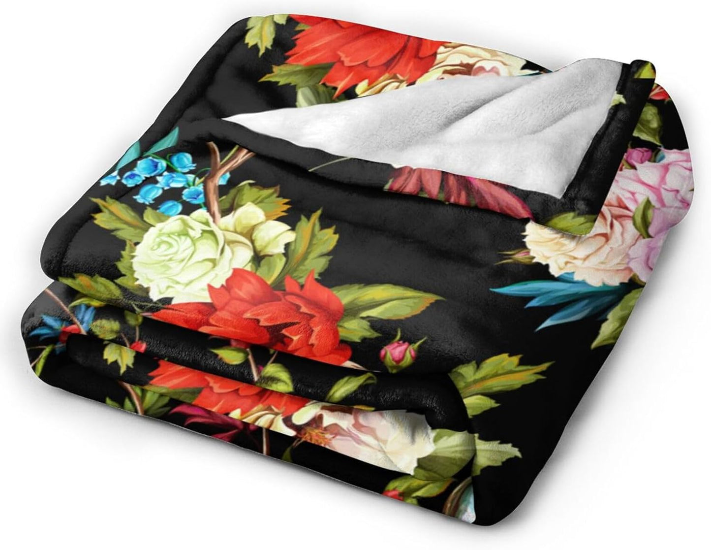 HGOD DESIGNS Wild Flowers Blanket for Women, Lightweight Soft Fleece Flannel Throw Blanket Peony Roses Sofa Couch Living Room 40x50 Inch