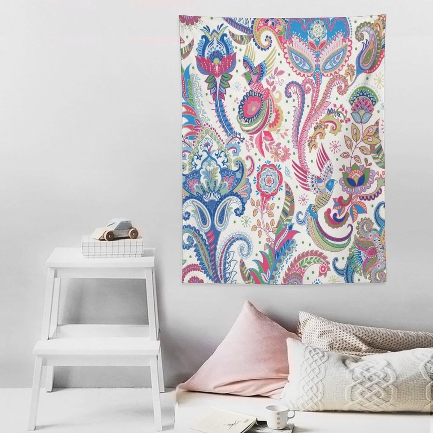 Boho Floral Tapestry, Abstract Mandala Plant Colorful Floral Home Art Wall Hanging for Bedroom Living Room Dormitory 40x60 Inch