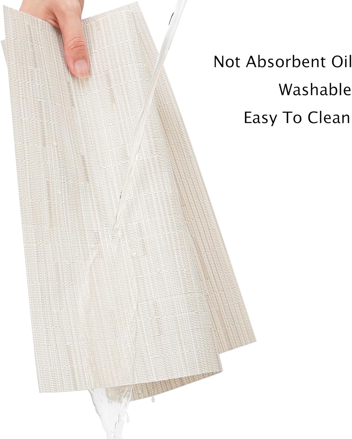 Myir JUN Placemats Set of 8, Vinyl Woven Placemats Place Mats Indoor Set of 8 Washable Table Mats Non-Slip Place mats for Dining Table (B-White, Set of 8)