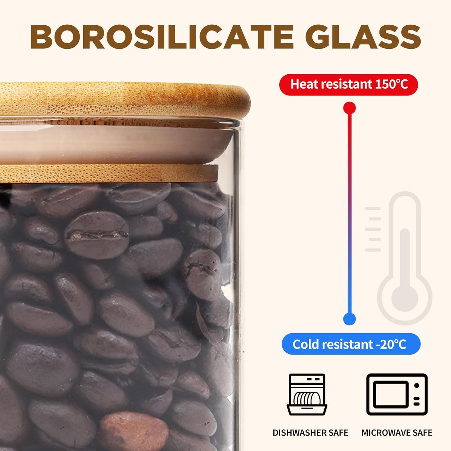 73oz Glass Pasta Storage Jars, Tall Glass Jars with Bamboo Lids, Spaghetti Container, Set of 3, Kitchen Storage Containers for Pasta, Pantry Organizers