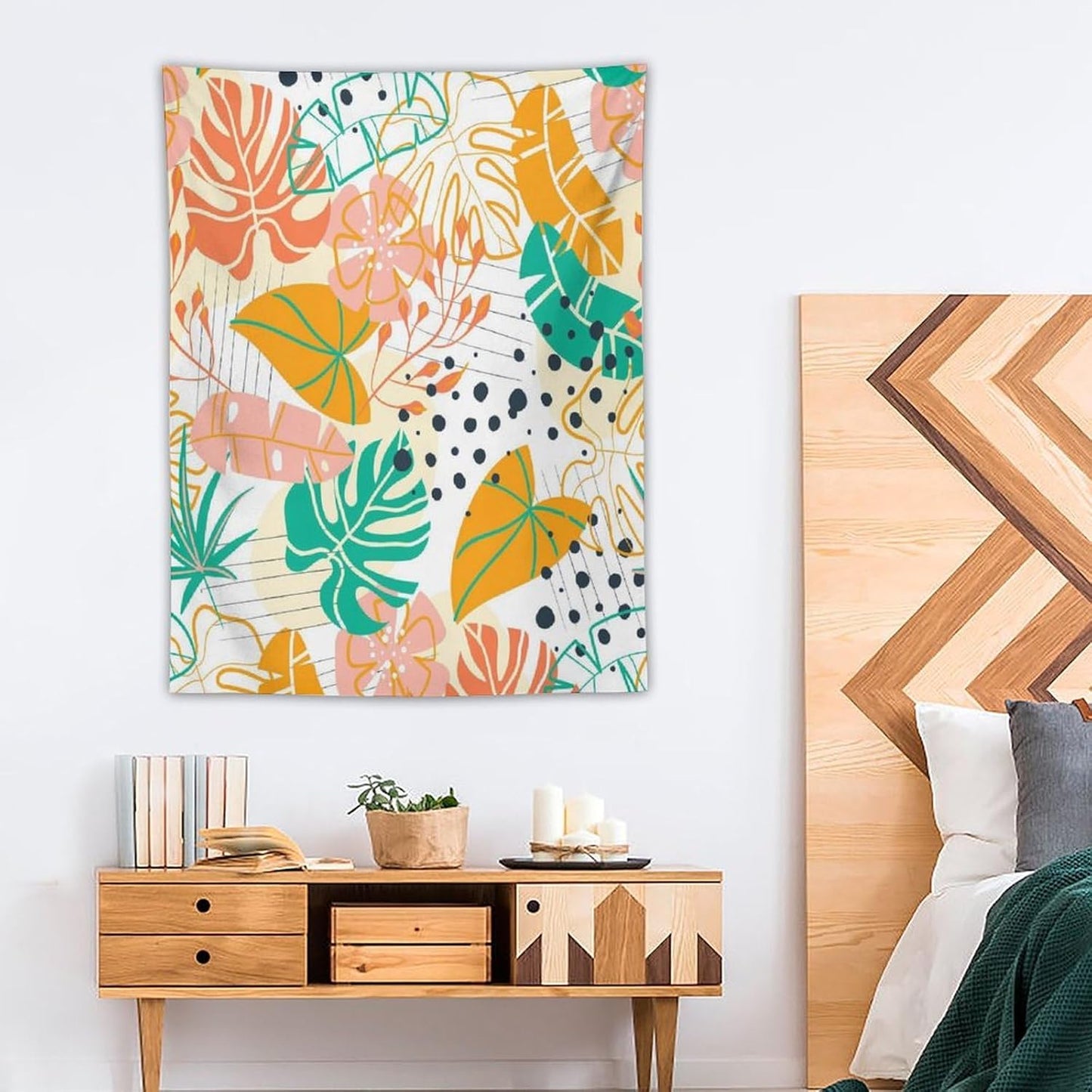 ICMOLYYENLO Tropical Palm Leaves Wall Tapestry, Wall Art for Room Decoration Beautiful Wall Hanging for Bedroom Living Room Dormitory Apartment 50x60 Inch