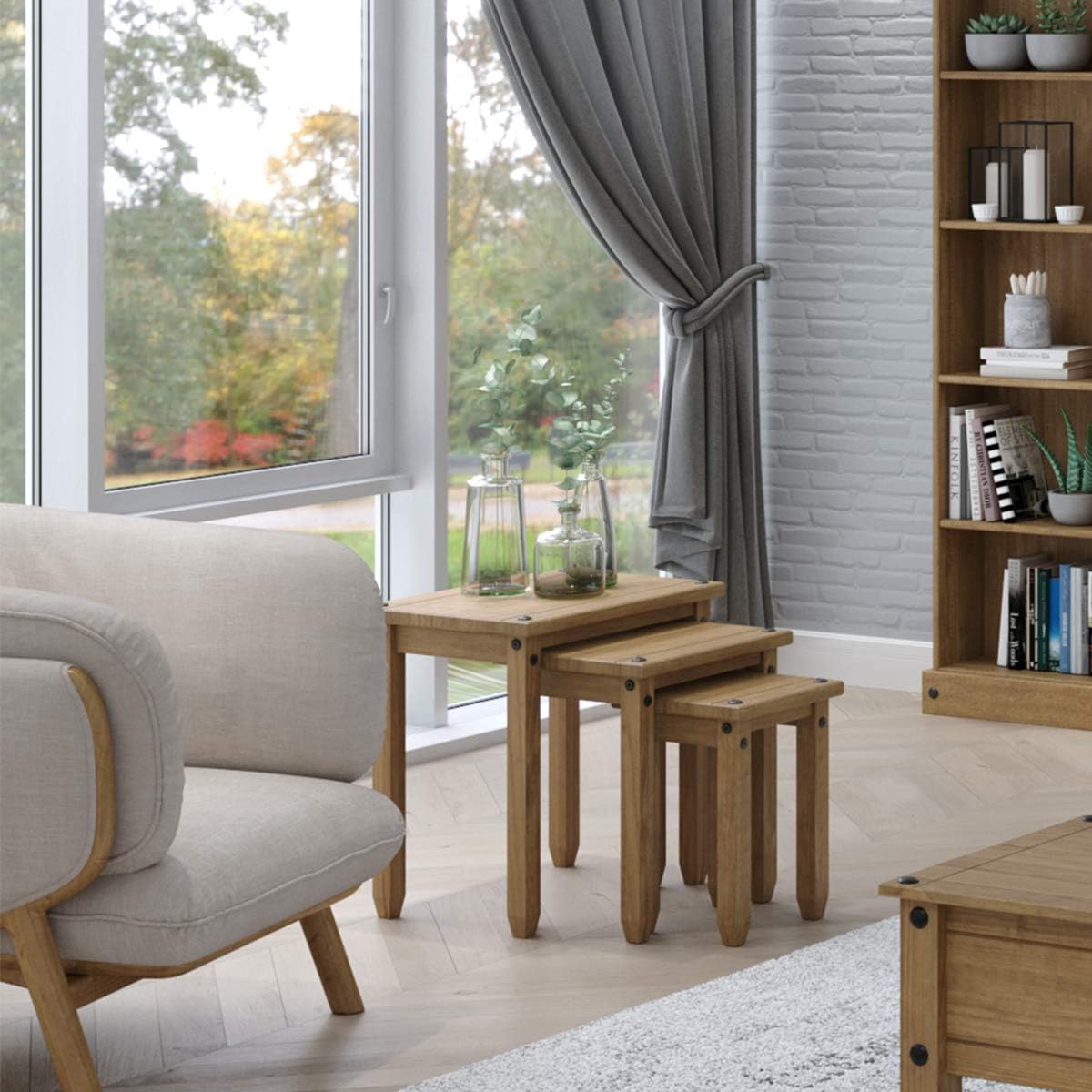 Small Coffee Table - Nesting Tables - Wood Nesting Tables - Small Coffee Tables for Living Room - Nesting Tables Set of 3 - (Brown)