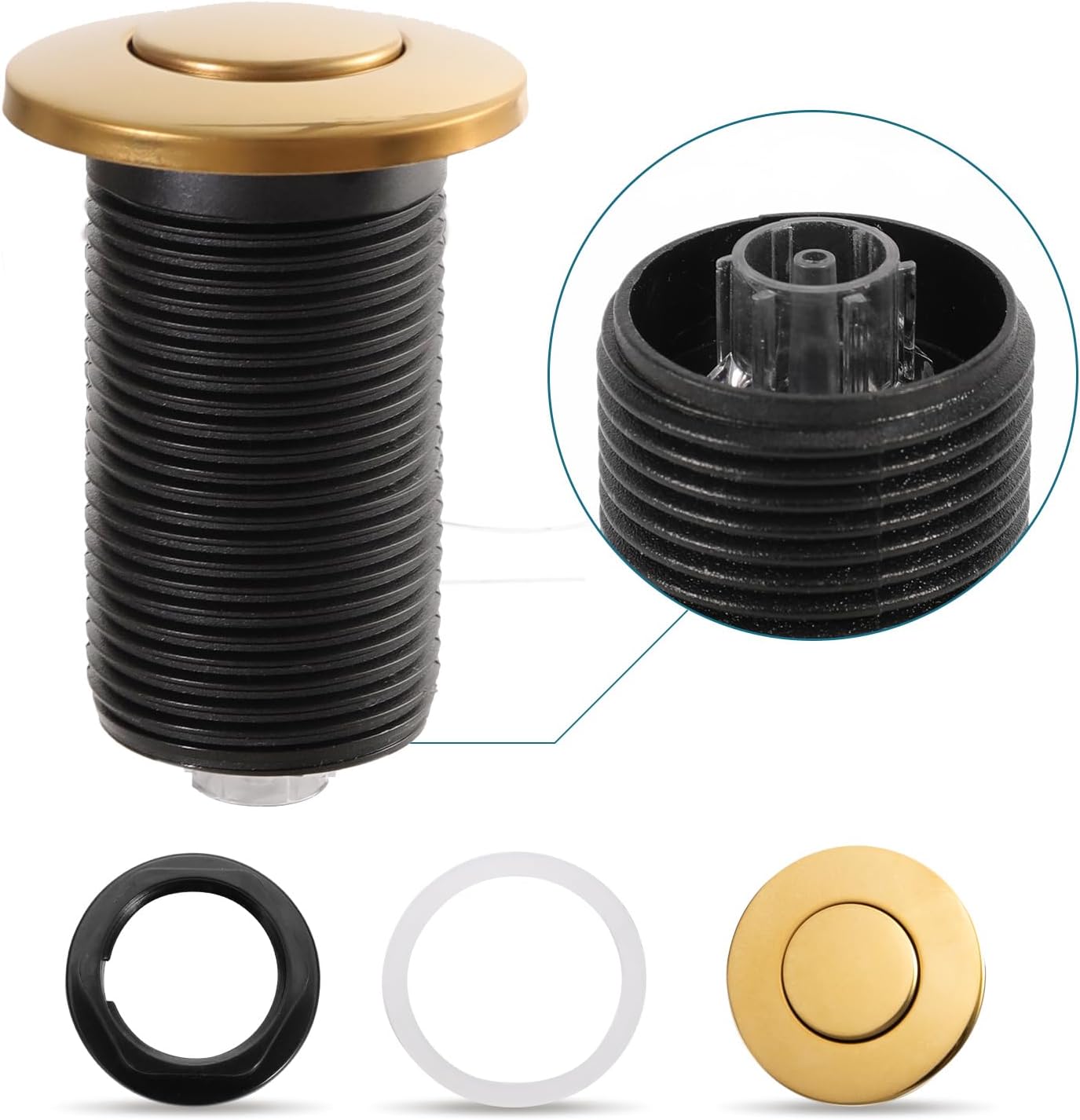 RQYEKDO Garbage Disposal 32mm/1.26 inch Air Switch Kitchen Sink Top Long Stainless Steel Polished Nickel Long for Food and Waste Disposal On/Off Air Button Parts…