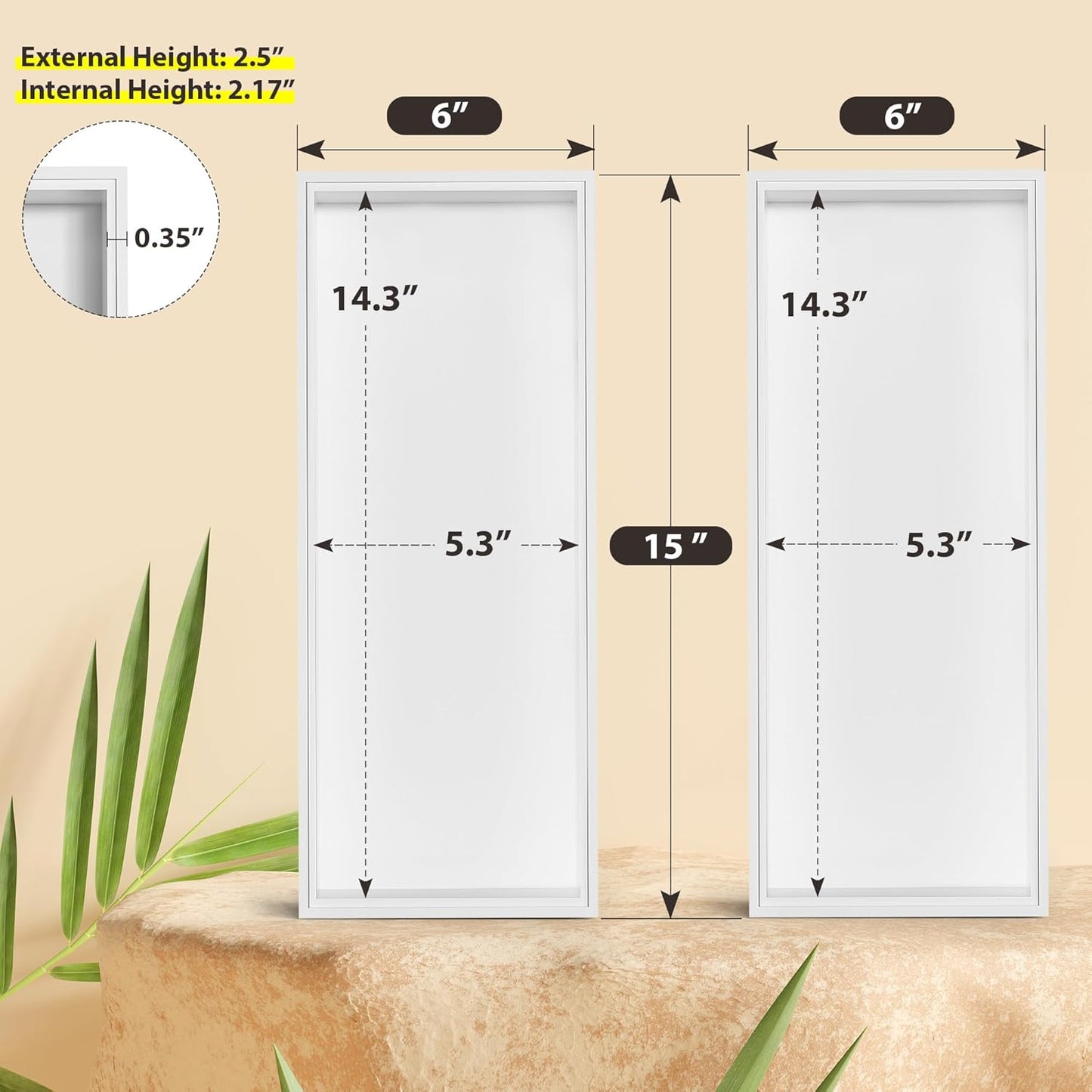 Kitchen Drawer Organizer Bins, Stackable Deep Bamboo Drawer Organizer for Silverware, Utensils, Cutlery, Flatware, Junk, Dresser, Bathroom, 15" x 6" x 2.5" (Set of 2)