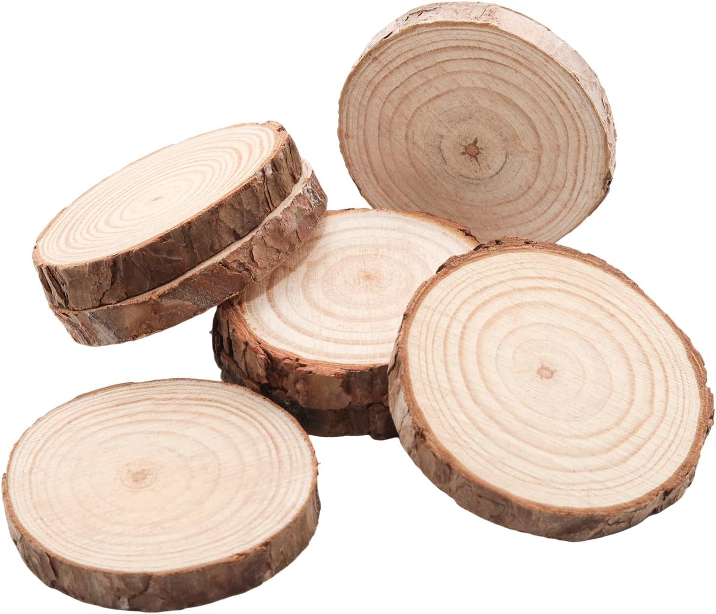 Natural Wood Slices for Wedding Decor, Christmas Ornaments – 20PCS 2.8-3.2 Inch Unfinished Predrilled Wooden Circles, DIY Crafts & Arts