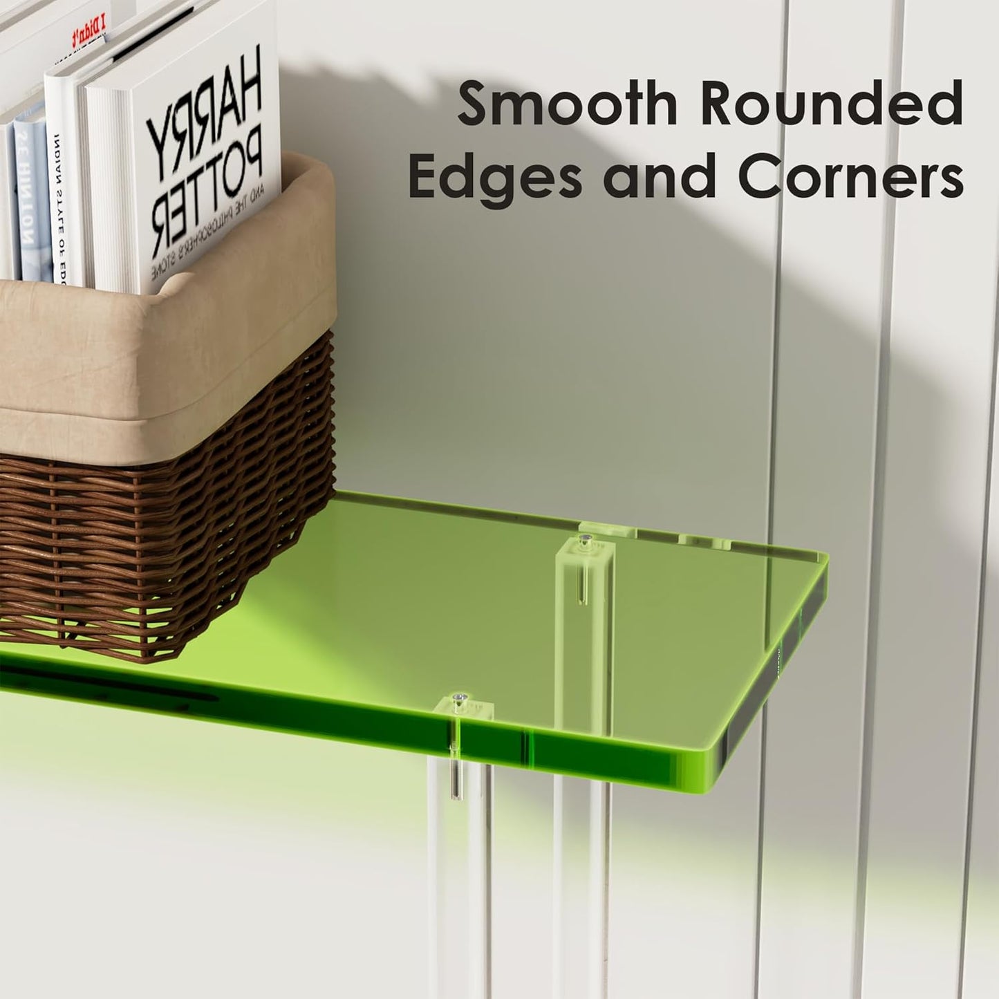 Sleek Modern 2-Tier Acrylic Console Table, 39.4" L x 7.6" W x 31.5" H - Entryway Table for Hallway, Living Room, Sofa Side, Small Spaces (Green)