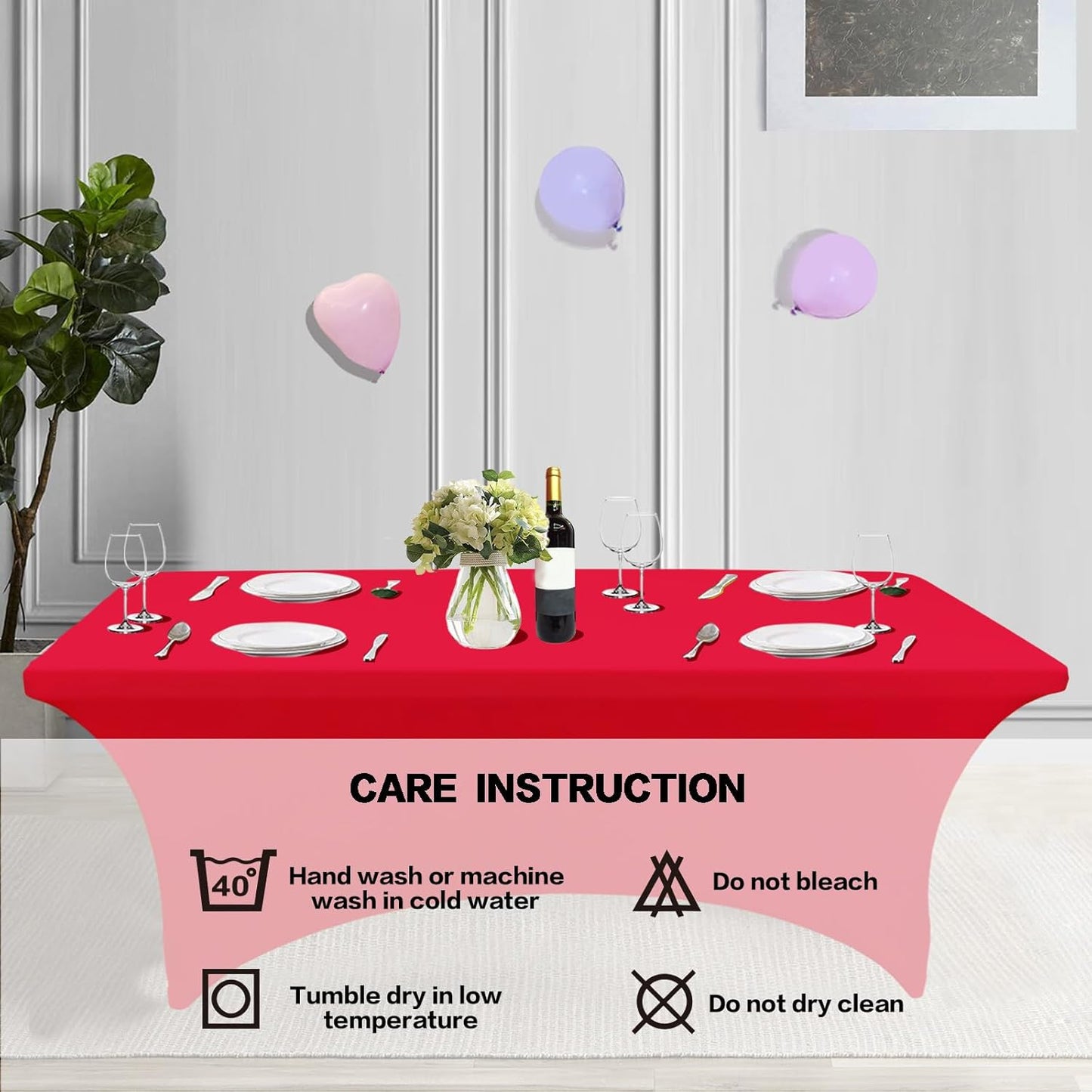 IVAPUPU 2 Pack 6FT Table Cloth for Rectangular Fitted Events Stretch Red Table Covers Washable Spandex Tablecloth Protector for Party, Wedding, Cocktail, Banquet, Festival