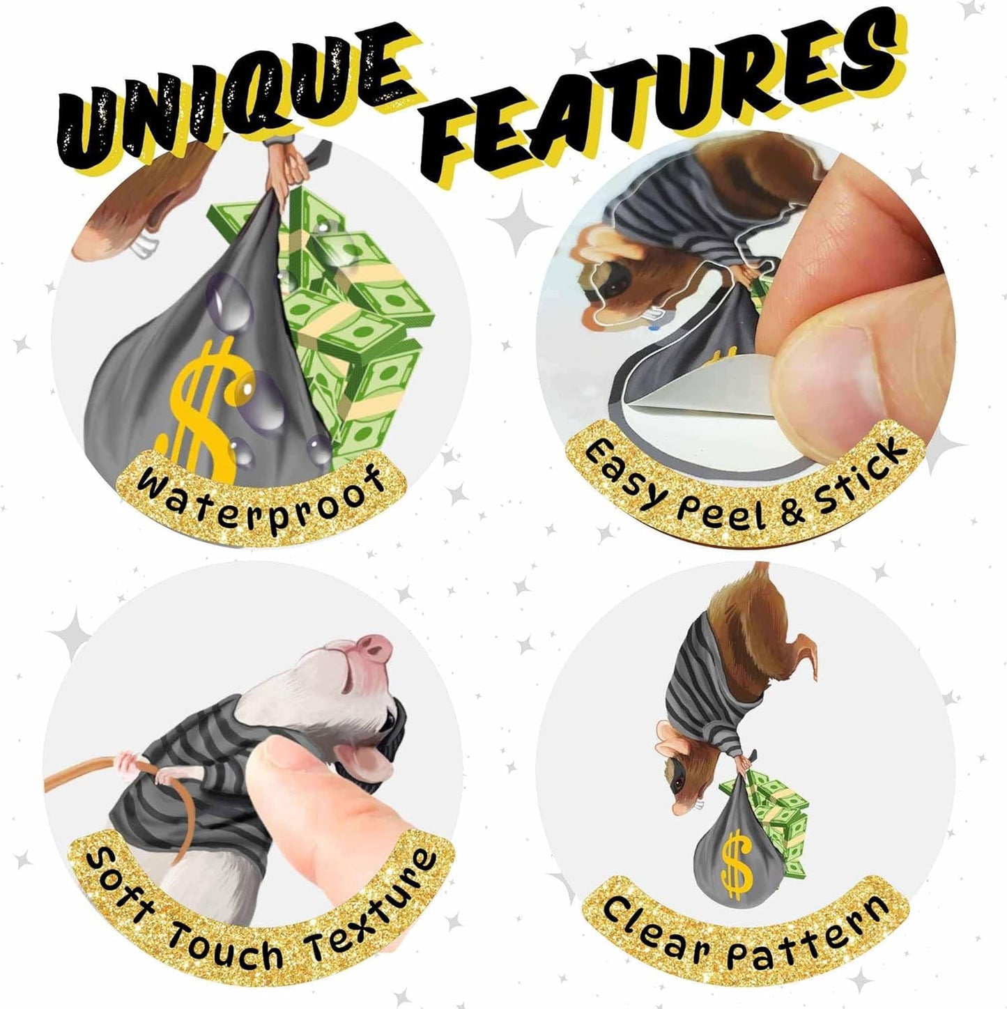 Mouse Reading Book, Wall Decor Sticker Decal, Kids Room, Classroom, Home, Bedroom, Bookcase, Book Lover, of Mice and Men, Children, Adorable, (Mice Burglars)