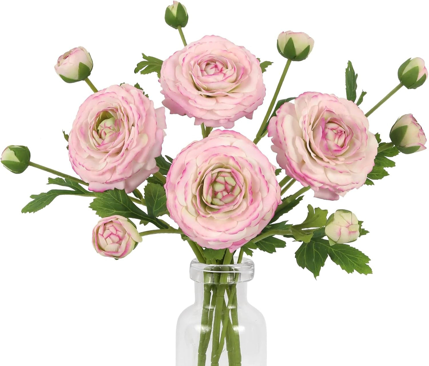 IPOPU 4PCS Real Touch Purple Ranunculus Artificial Flowers Faux Ranunculus Flowers for Vase Real Look Silk Peonies Fake Peony Flowers for Home Indoor Wedding Centerpieces for Table Decor (Purple Edge)