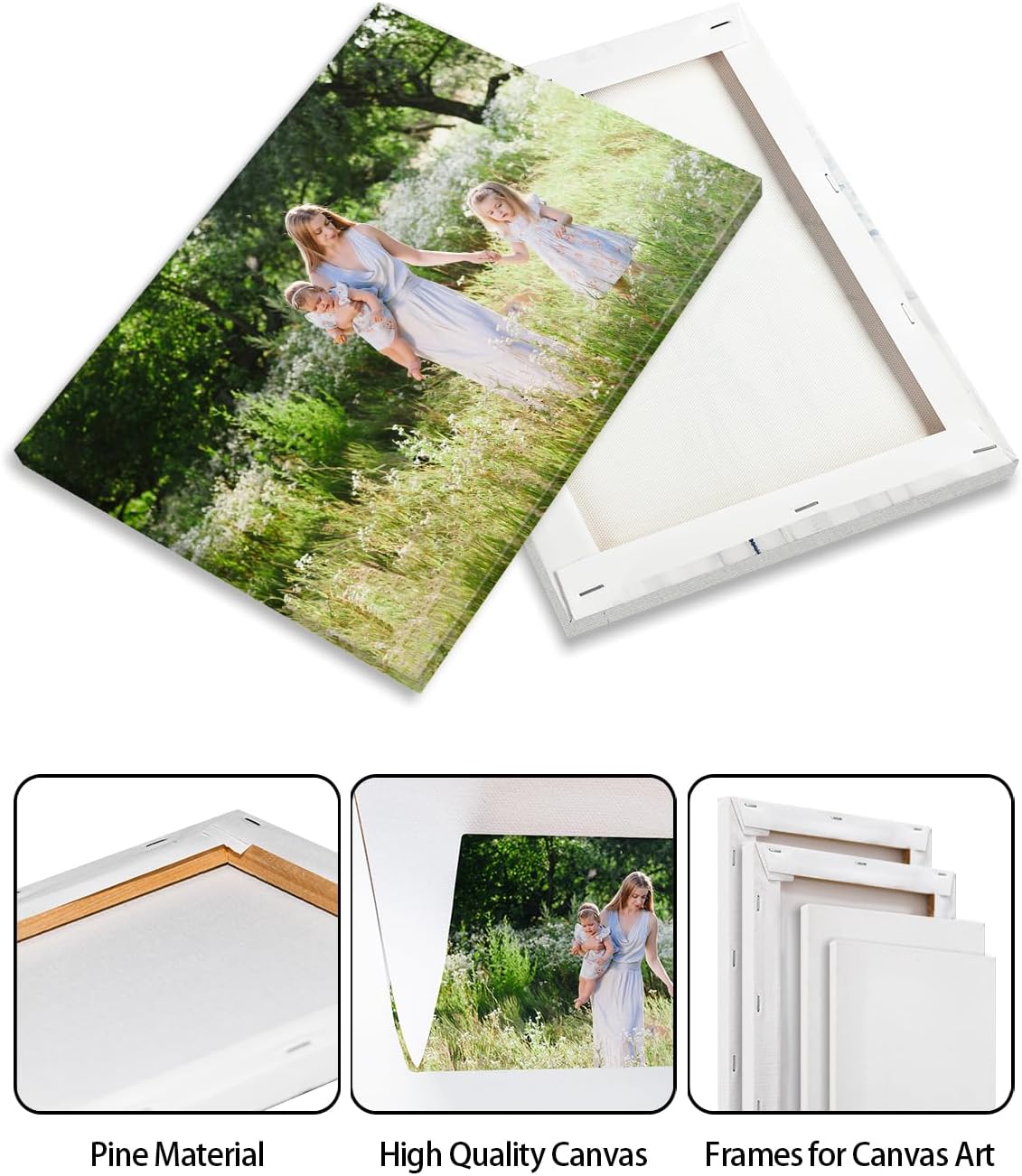 AbcCustomize Canvas Prints with Your Photos, Personalized Photo To Canvas Print for Bedroom, Living Room, Farmhouse Office Decor,Custom Canvas Wall Art for Gifts & Keepsakes, Ready to Hang