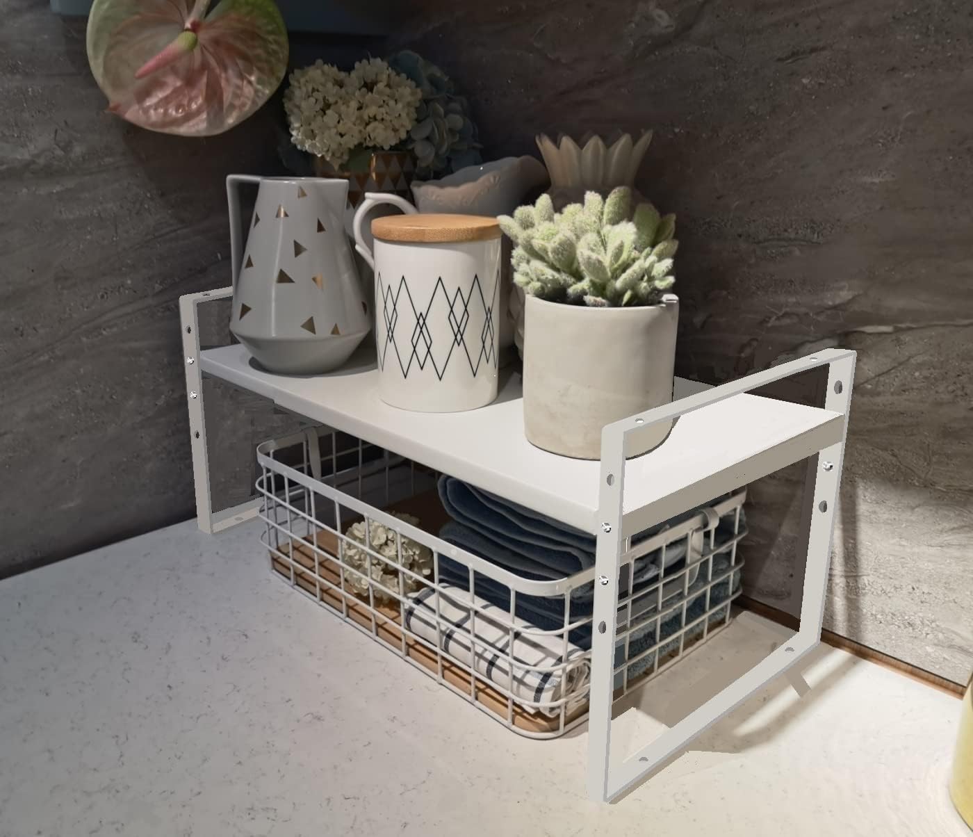 Expandable,Stackable Spice Rack,Seasoning Organizer and Storage,Spices Jar Racks for Cabinet,Countertop, Metal Pantry, Cupboard,Laundry Storages,Heavy Duty(1 Pack/Large/White)