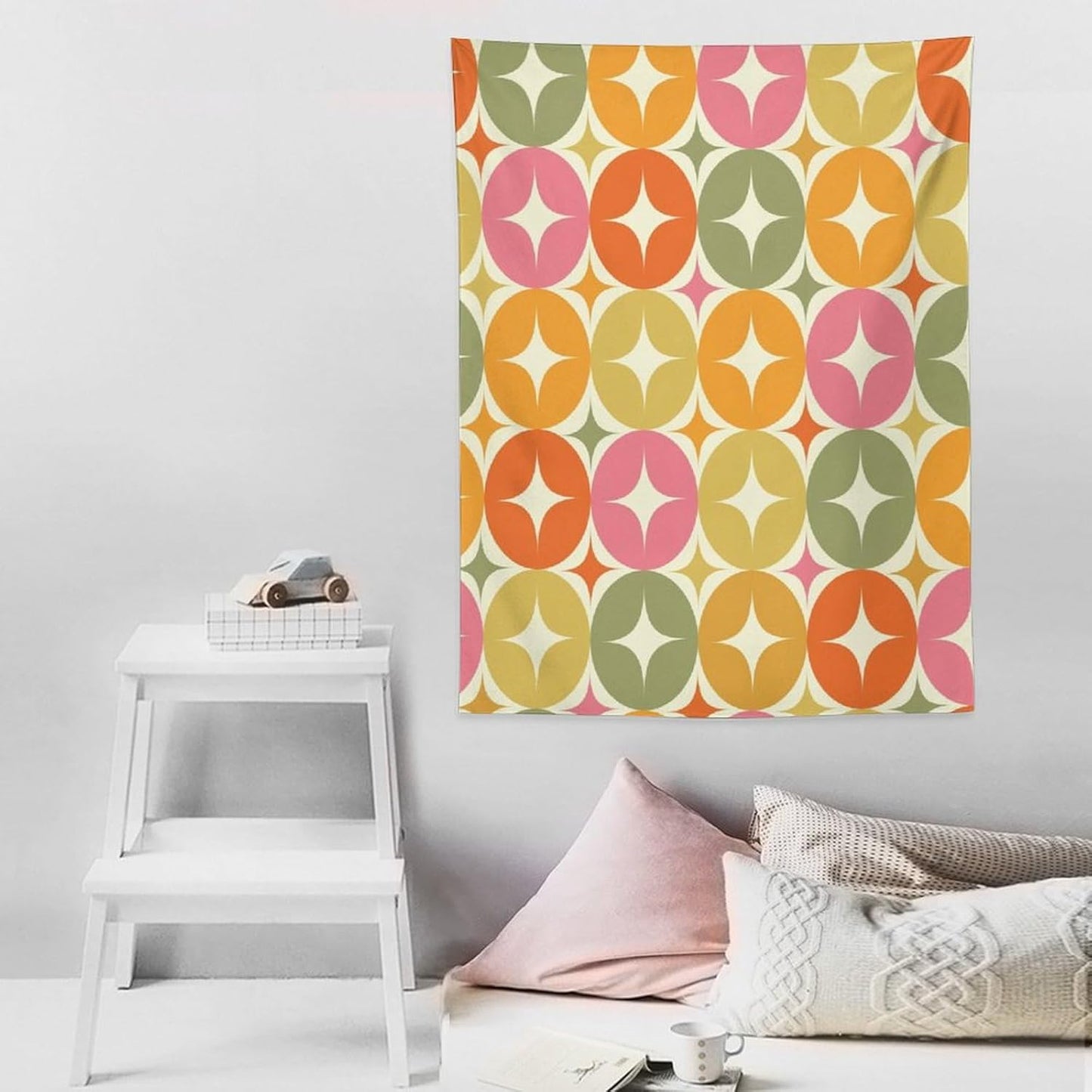 ICMOLYYENLO Abstract Cat Tapestry, Medieval Abstract Atomic Star Cat Vintage Home Wall Hanging Art Tapestry for Bedroom Living Room Dormitory 30x40 Inch