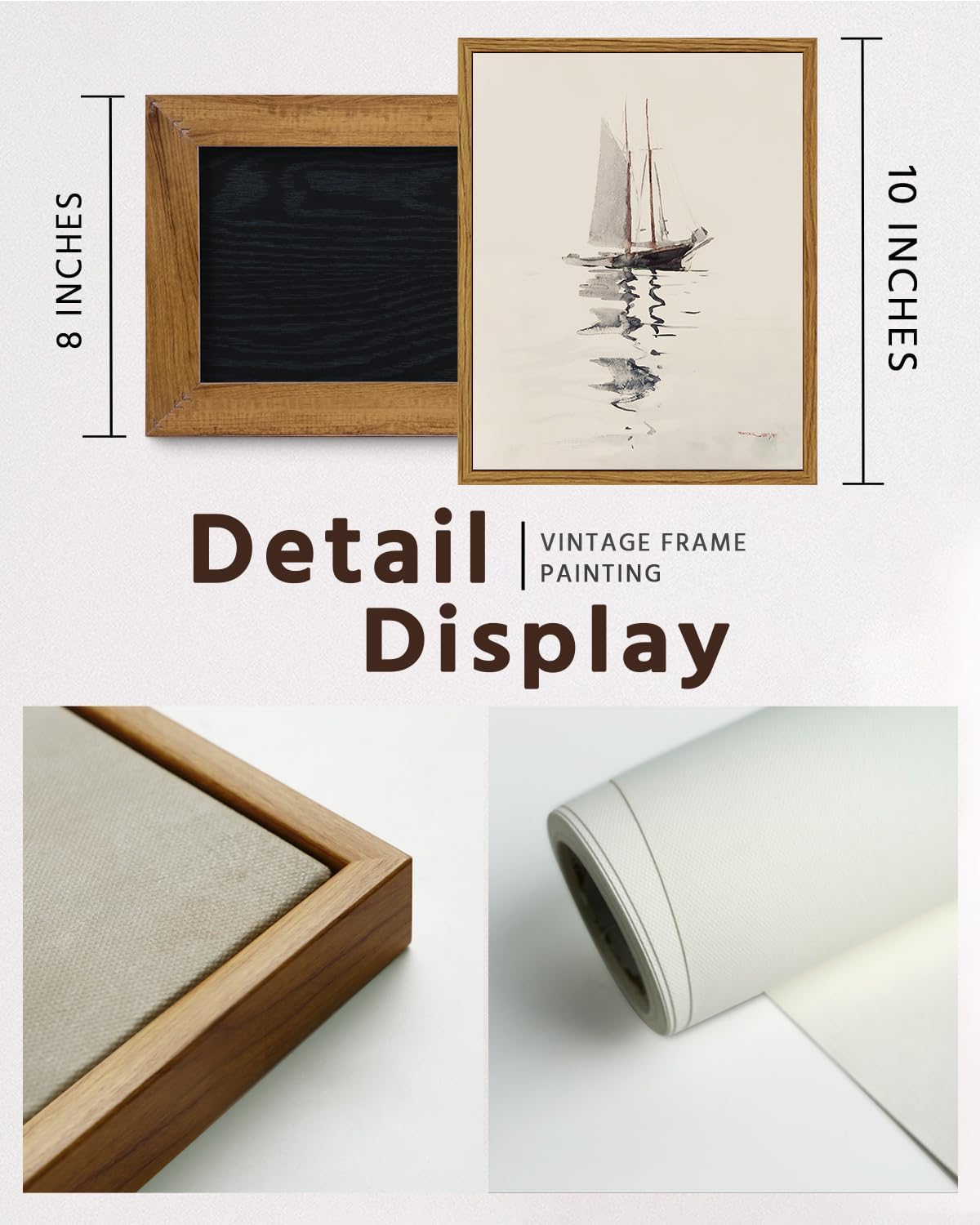 VIYYIEA Framed Wall Art for Living Room, Sailboat Canvas Prints, Classic Home Decor, Watercolor Painting Picture, Bathroom Wall Decor Gifts for Friends or Family -【Sailboat】-(10L x 8W)