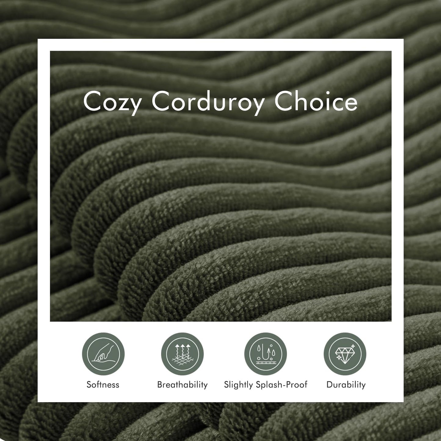 Boneless Cloud Couch Sofa for Living Room, 112" 3 Seater Green Modern Lounge Sleeper Couch, No Assemble, Cordury Compression Upholstered Couches