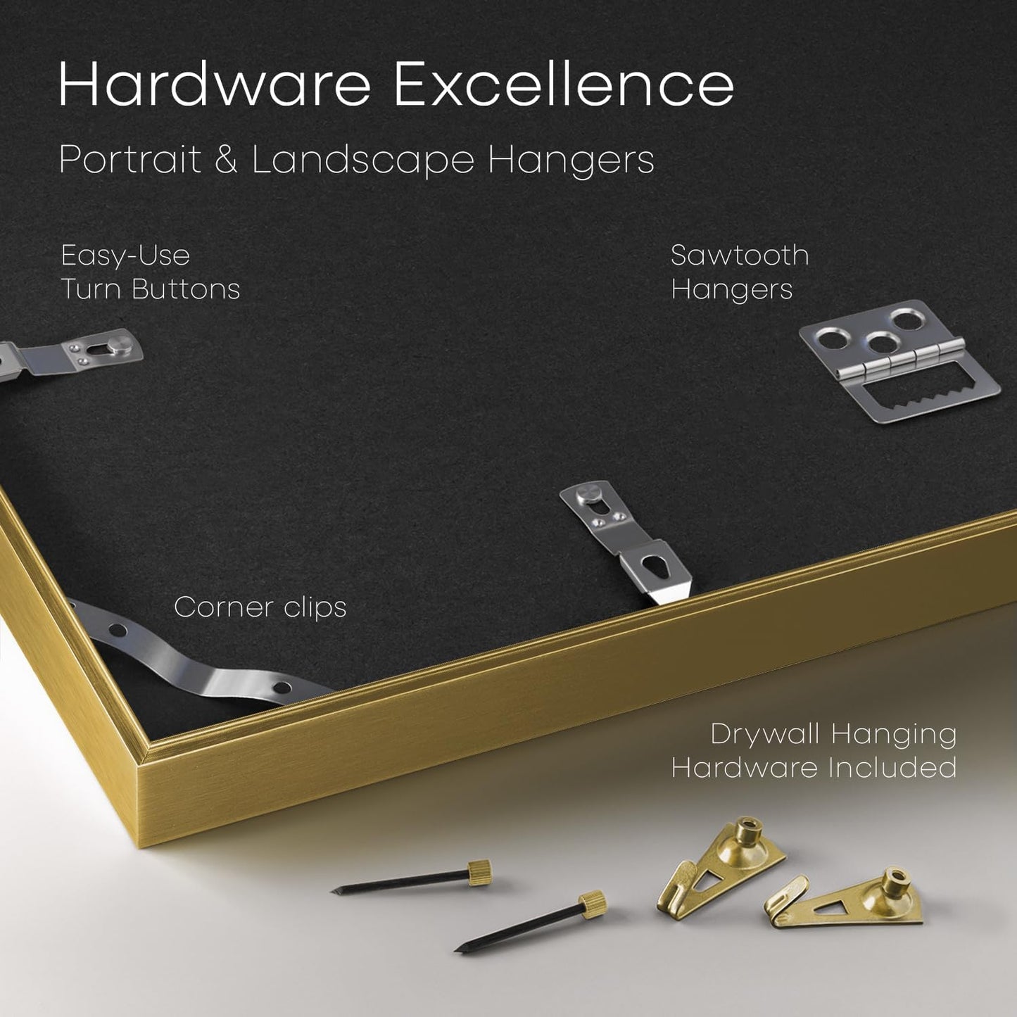 Homeforia A3 Picture Frame Gold, High End Metal 11.7 x 16.5 inch Poster Frames with Mat 8.3 by 11.7 for Photo, A3 Size Frames Matted to A4 Print, 11.7x16.5 Wall Hanging Frame, Tempered Glass, Set of 1