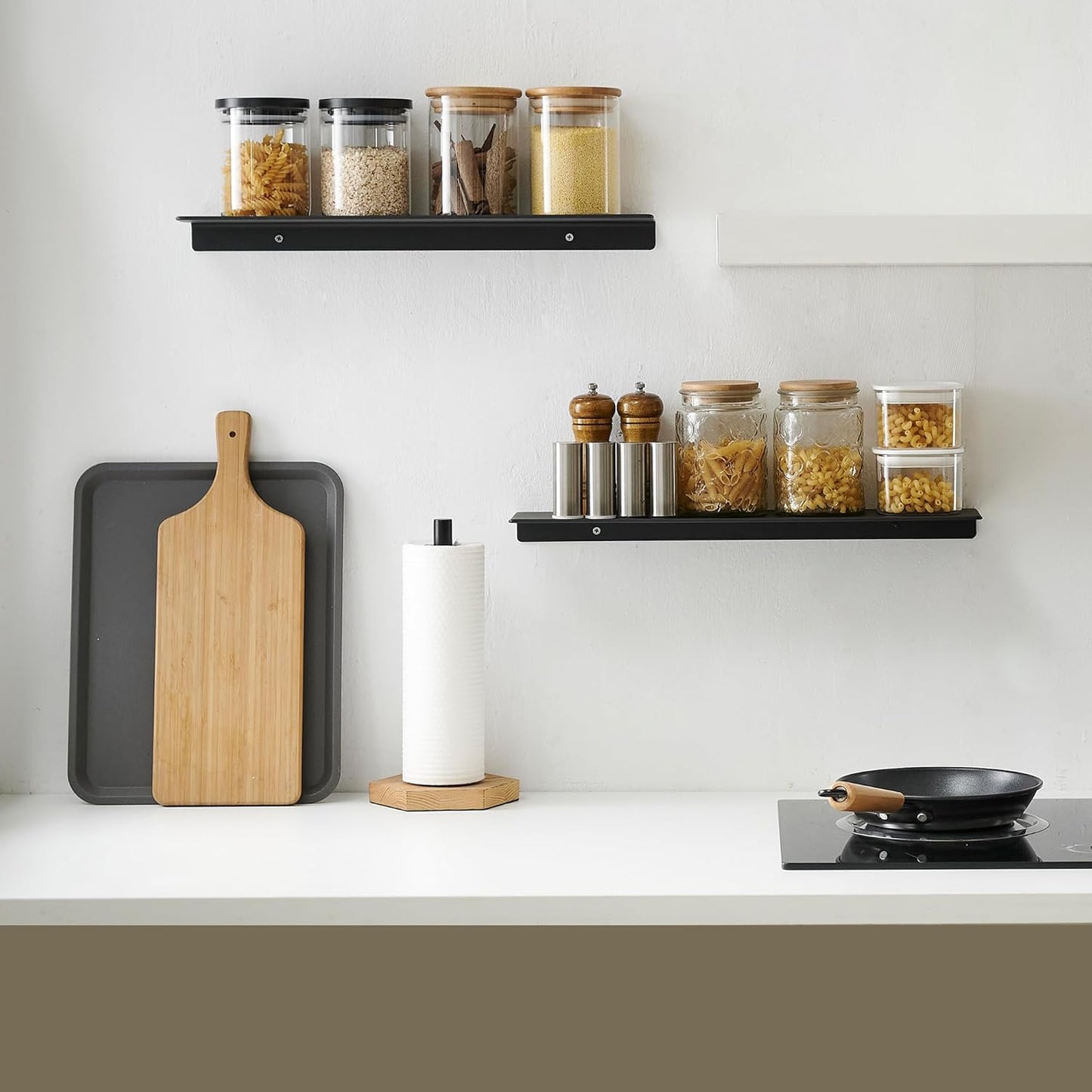 JOOM Metal Floating Shelf, 12" Black Shelf, Small Display Shelf for Wall Storage