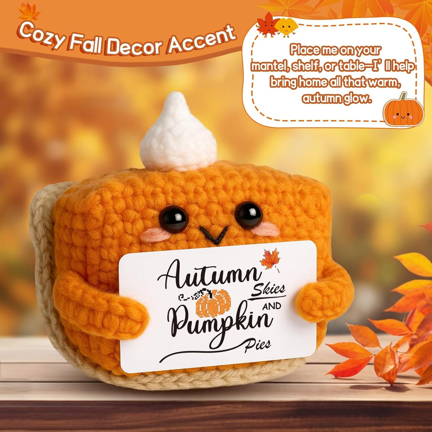 Fall Decor Mini Pumpkin Pie Crochet Doll, Small Autumn Season Holiday Pumpkin Items Plush Gift, Cute Halloween Thanksgiving Home Office Indoor Table Decoration, Christmas Stocking Stuffer Ornament