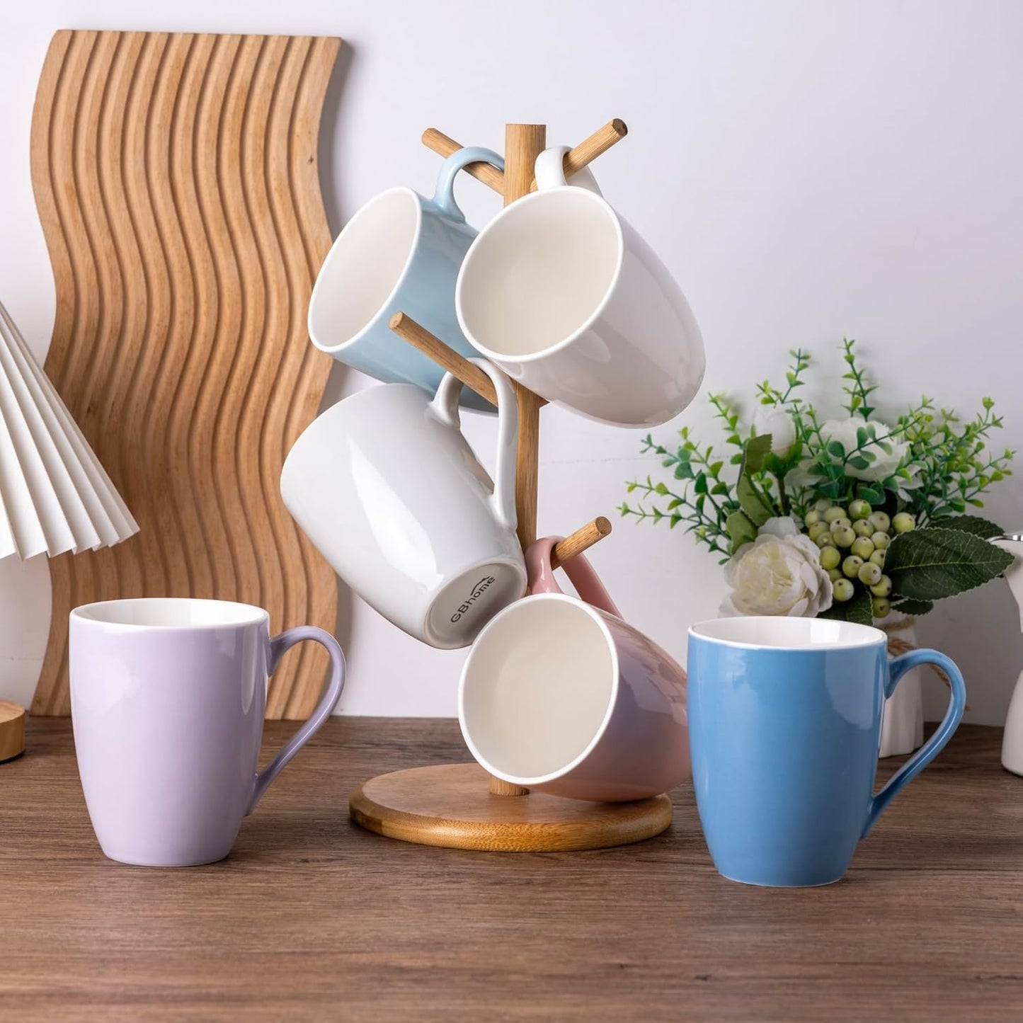 GBHOME 16oz Coffee Mugs Set of 6, Large Ceramic Coffee Mugs for Man, Woman, Dad, Mom, Modern Coffee Mugs Set with handle for Tea/Latte/Cappuccino/Milk/Cocoa. Dishwasher&Microwave Safe,MultiColor