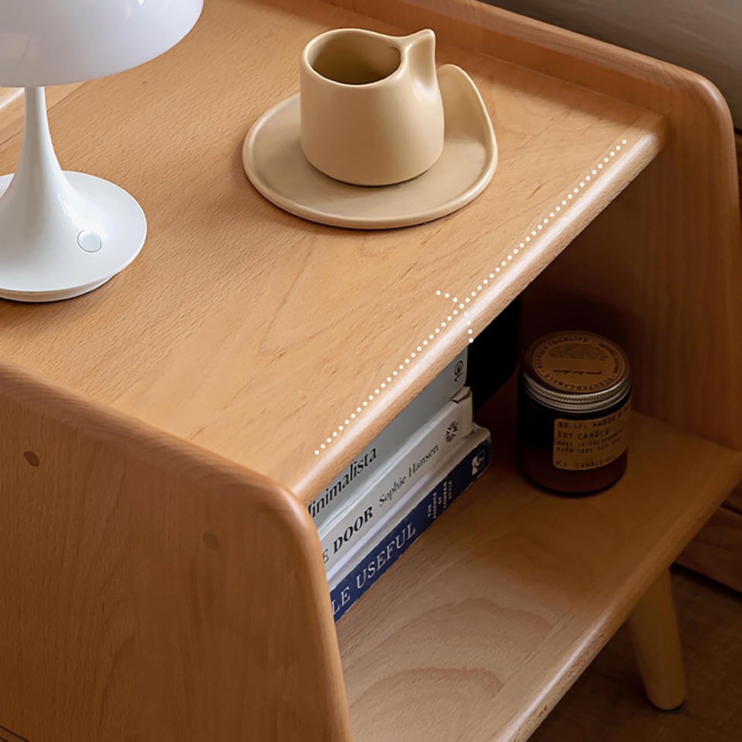 Bedside Table - 100% Solid Oak Wood Nightstand - Small Nightstand with Open Design - Small Side End Table for Bedroom Living Room, Easy Assembly (Natural Color)