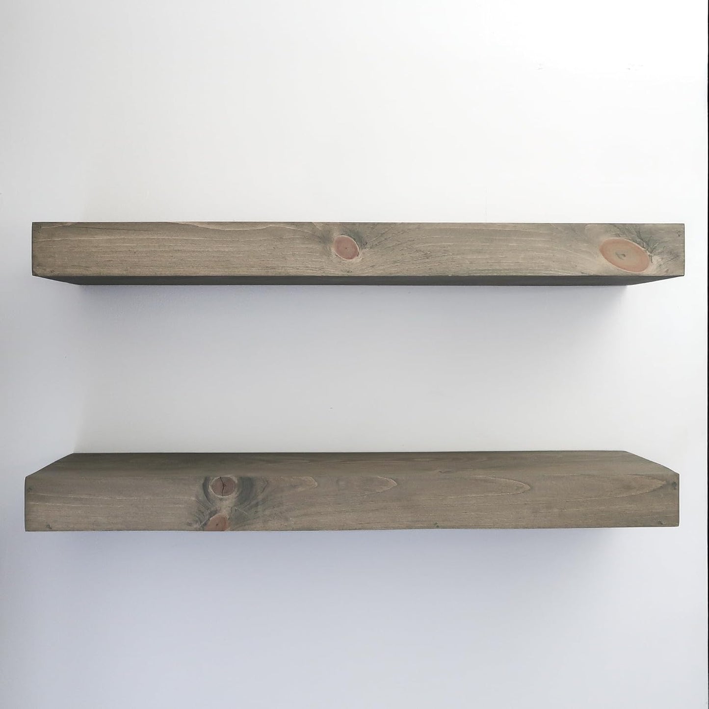 Modern Floating Shelves 3 Inches Thick for Wall, Wide Shelves for Kitchen, Living Room, Bedroom, and Bathroom, Natural Pine Wood, Rustic Wooden Shelf, (Set of 2) (Aged Barrel, 60Lx3Hx6D)
